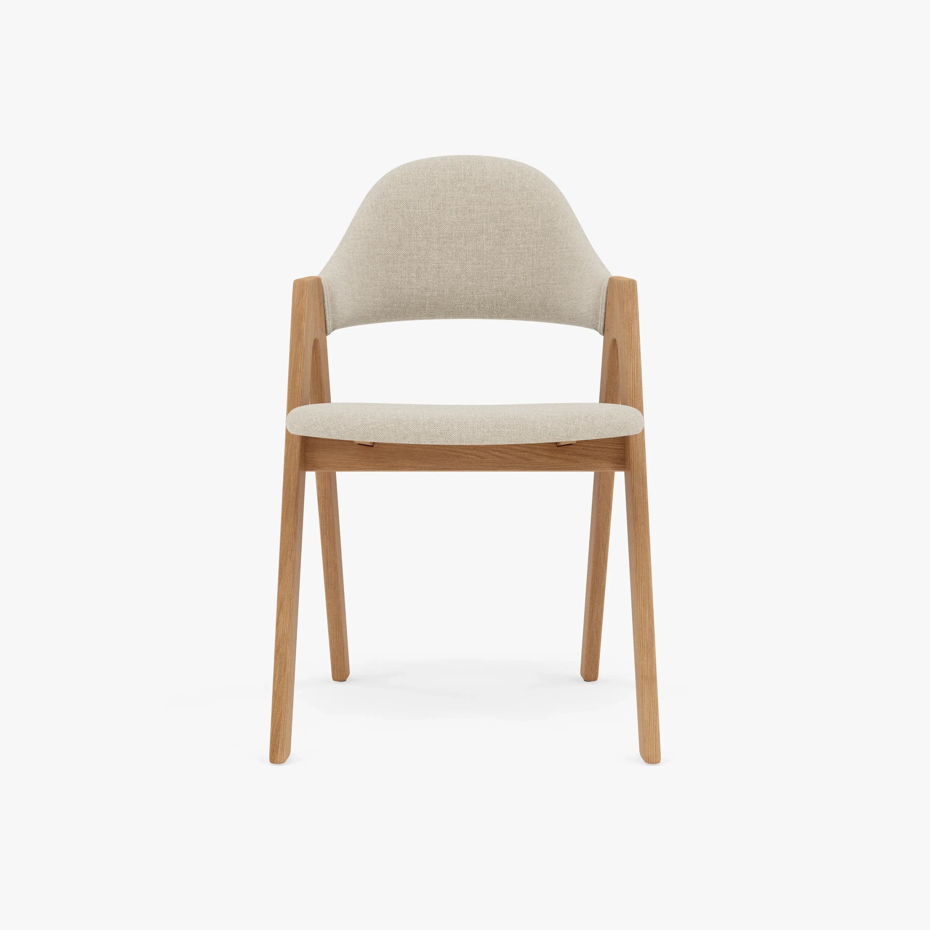 Nestor Dining Chair Oatmeal Beige Fabric Solid American Oak