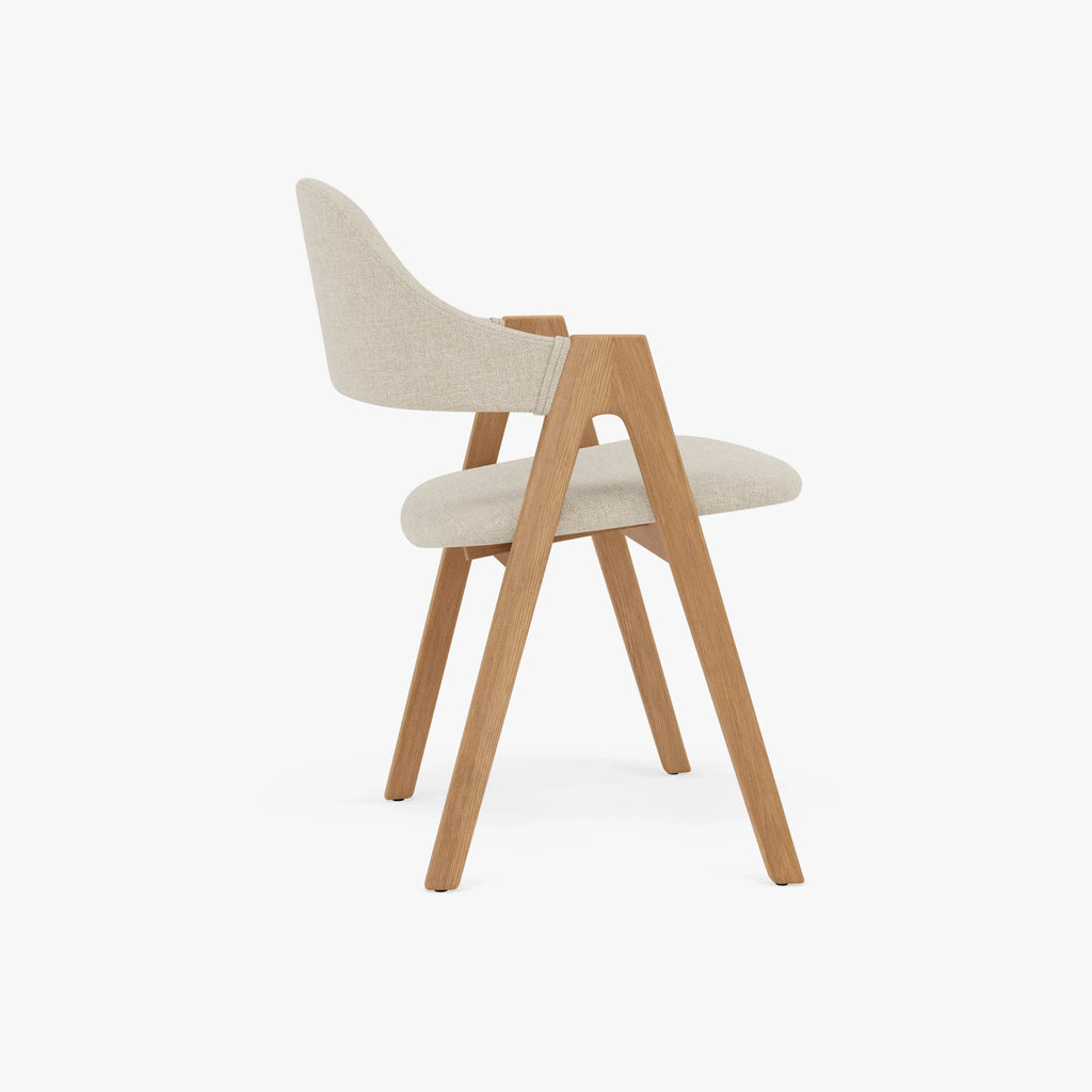 Nestor Dining Chair Oatmeal Beige Fabric Solid American Oak