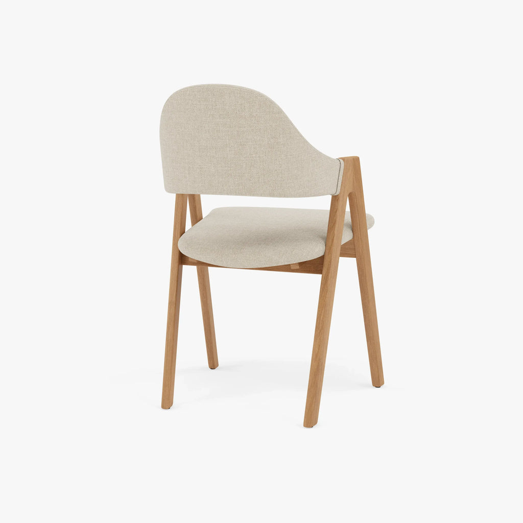 Nestor Dining Chair Oatmeal Beige Fabric Solid American Oak