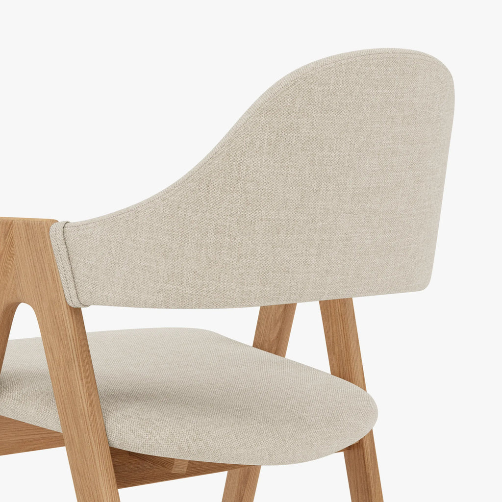 Nestor Dining Chair Oatmeal Beige Fabric Solid American Oak