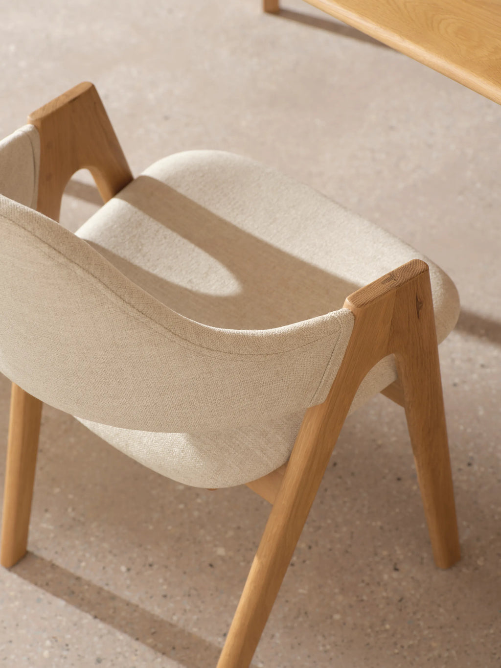 Nestor Dining Chair Oatmeal Beige Fabric Solid American Oak