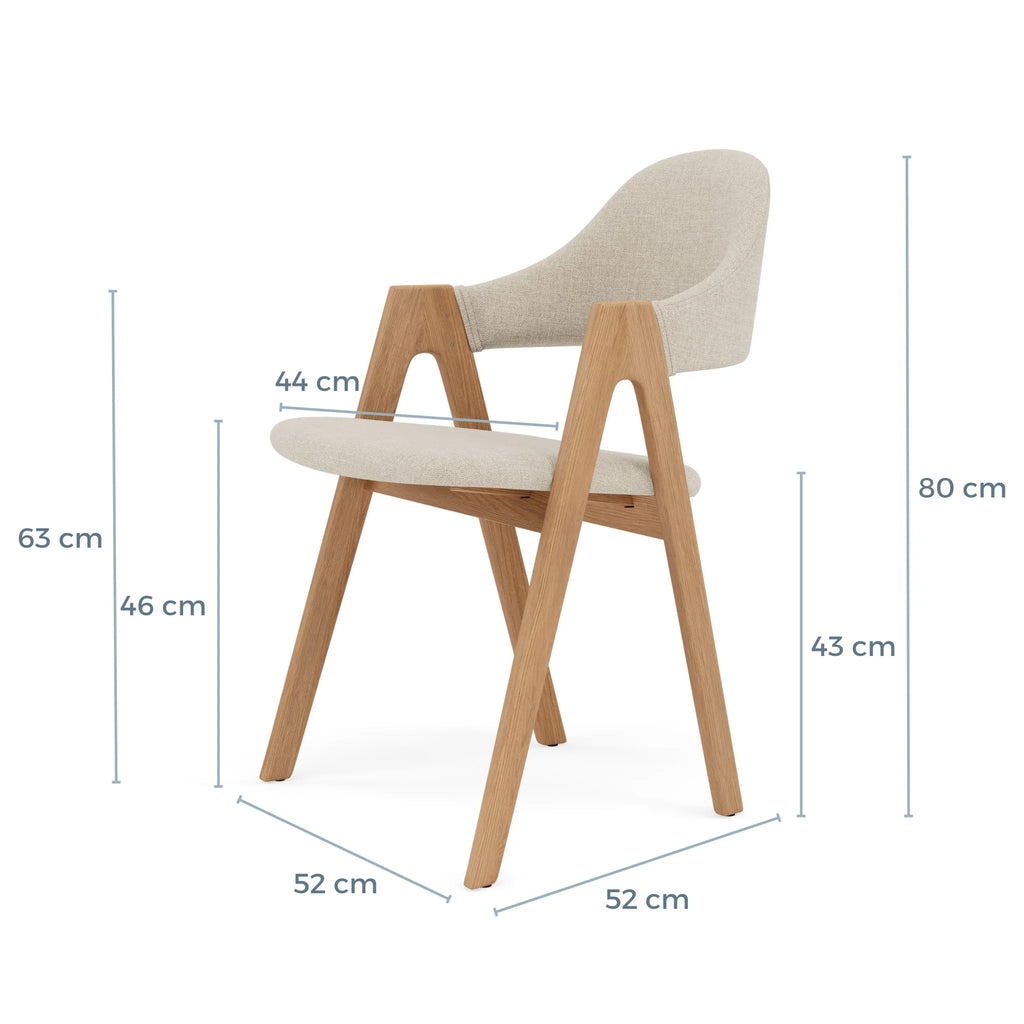 Nestor Dining Chair Oatmeal Beige Fabric Solid American Oak