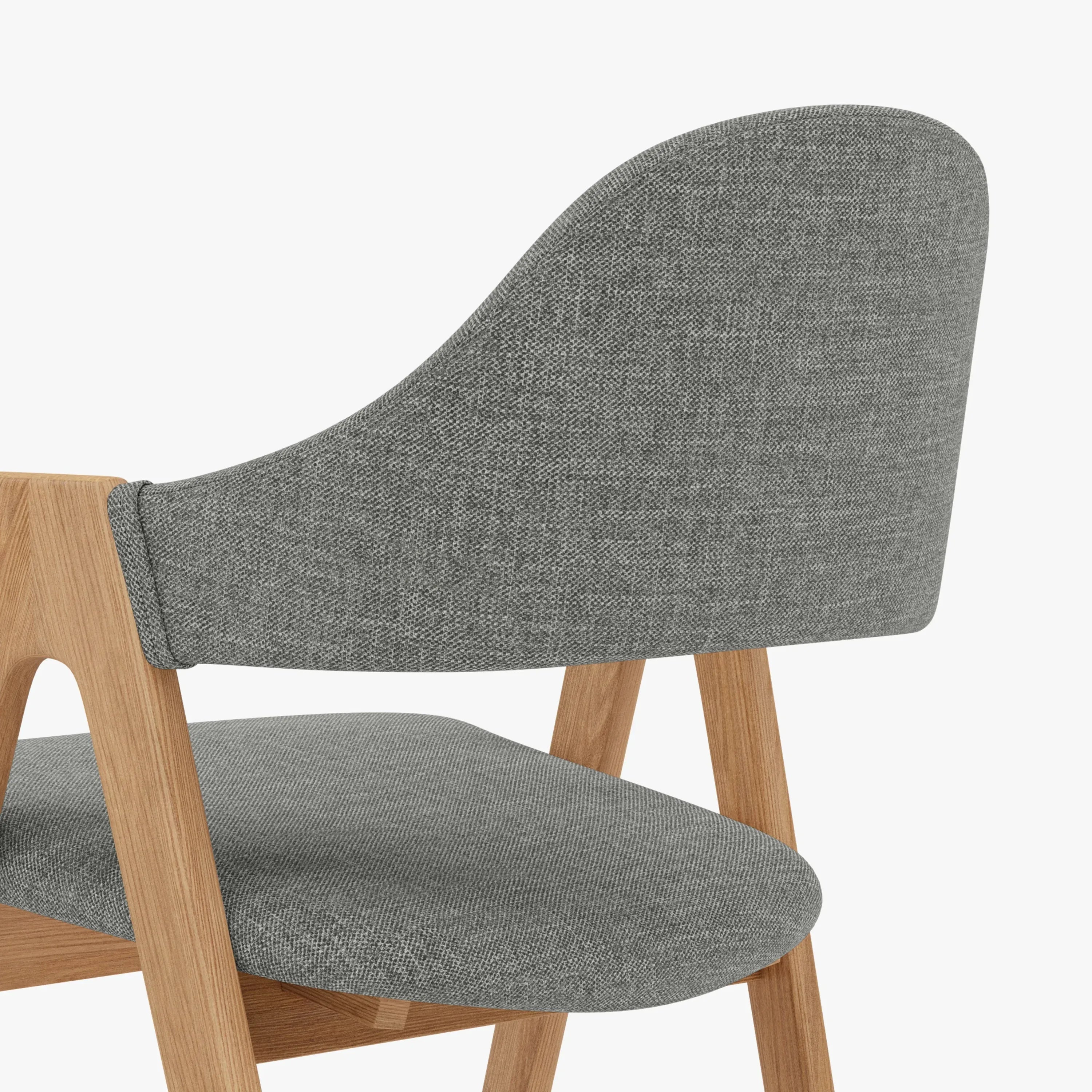 Nestor Dining Chair Pewter Grey Fabric Solid American Oak