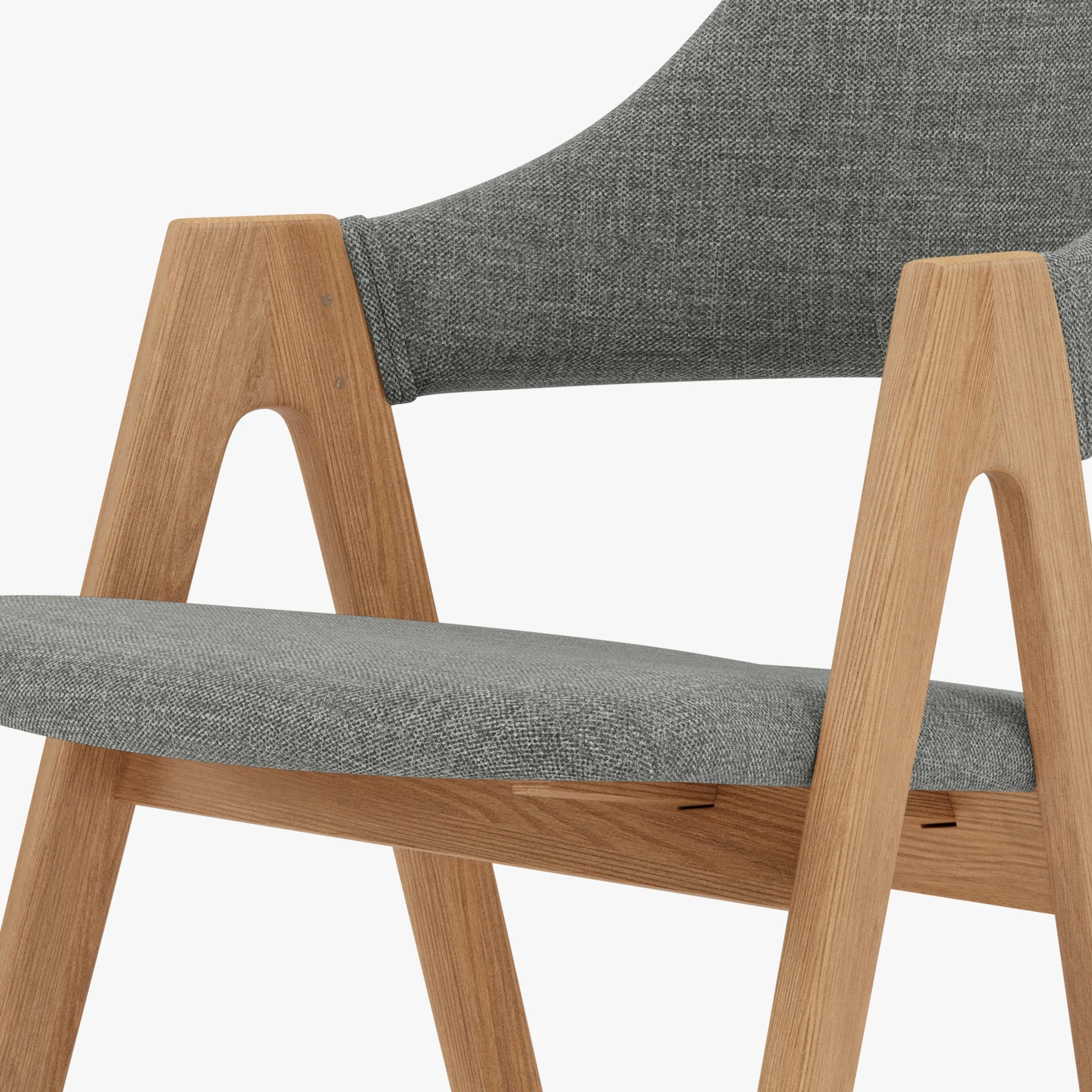 Nestor Dining Chair Pewter Grey Fabric Solid American Oak