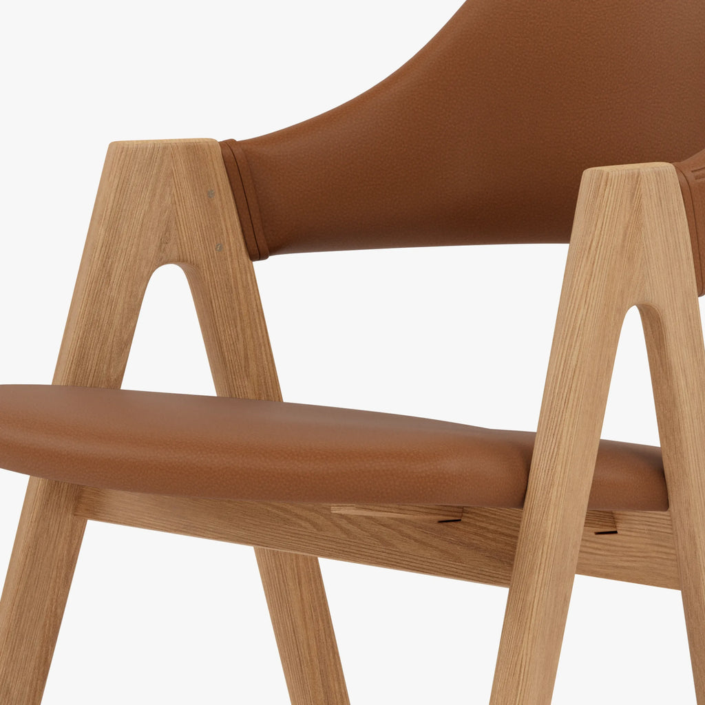 Nestor Dining Chair Tan Leather Solid American Oak