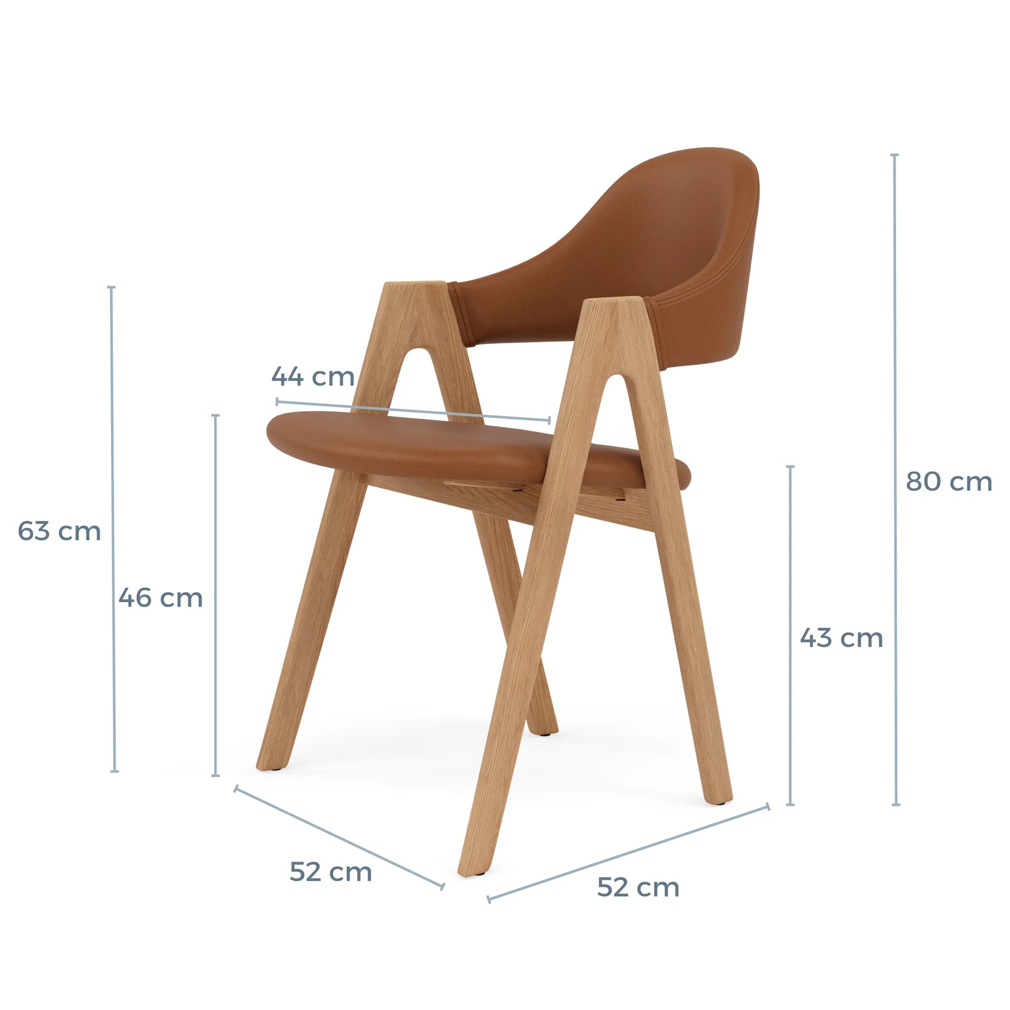 Nestor Dining Chair Tan Leather Solid American Oak