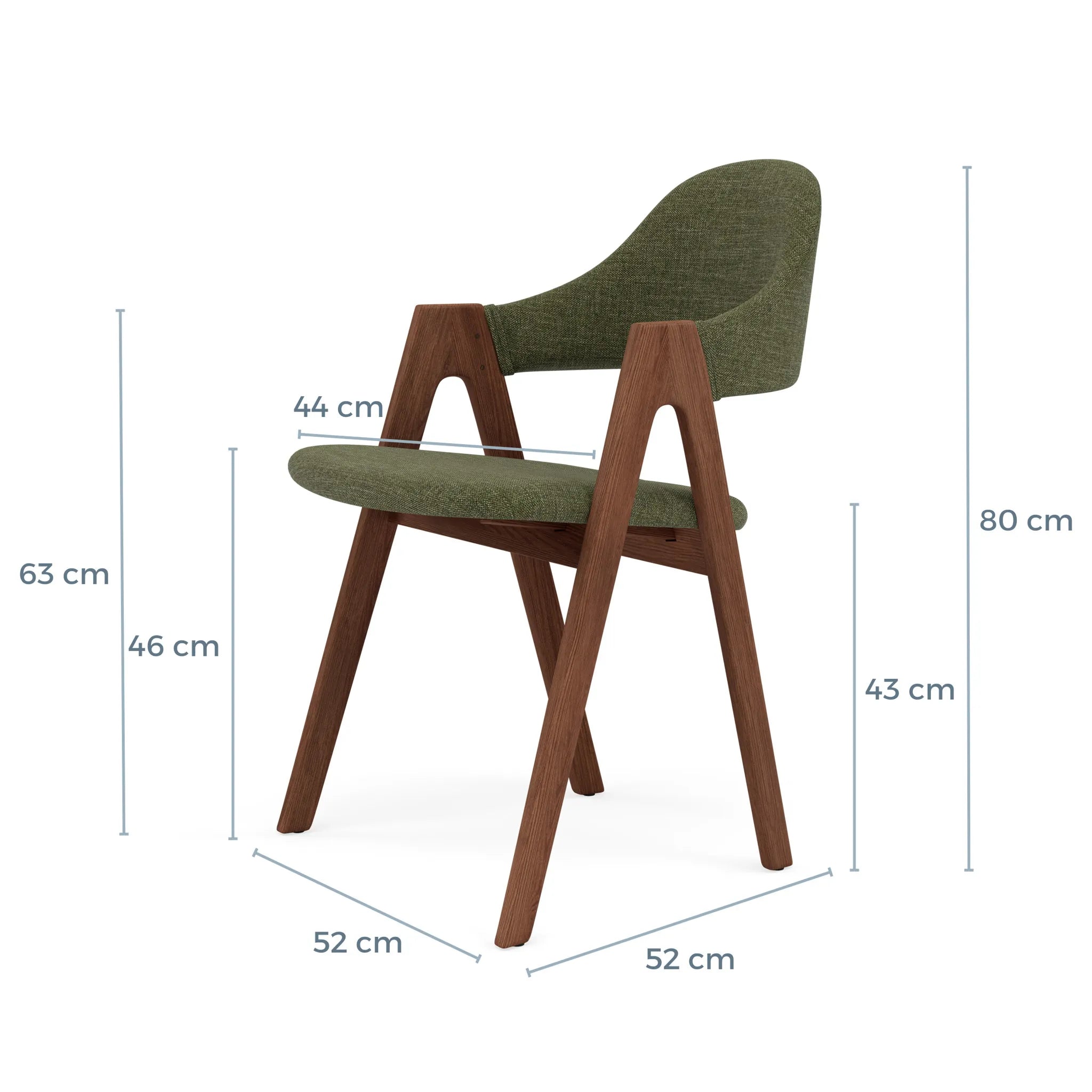Nestor Dining Chair Aloe Green Fabric Solid American Walnut