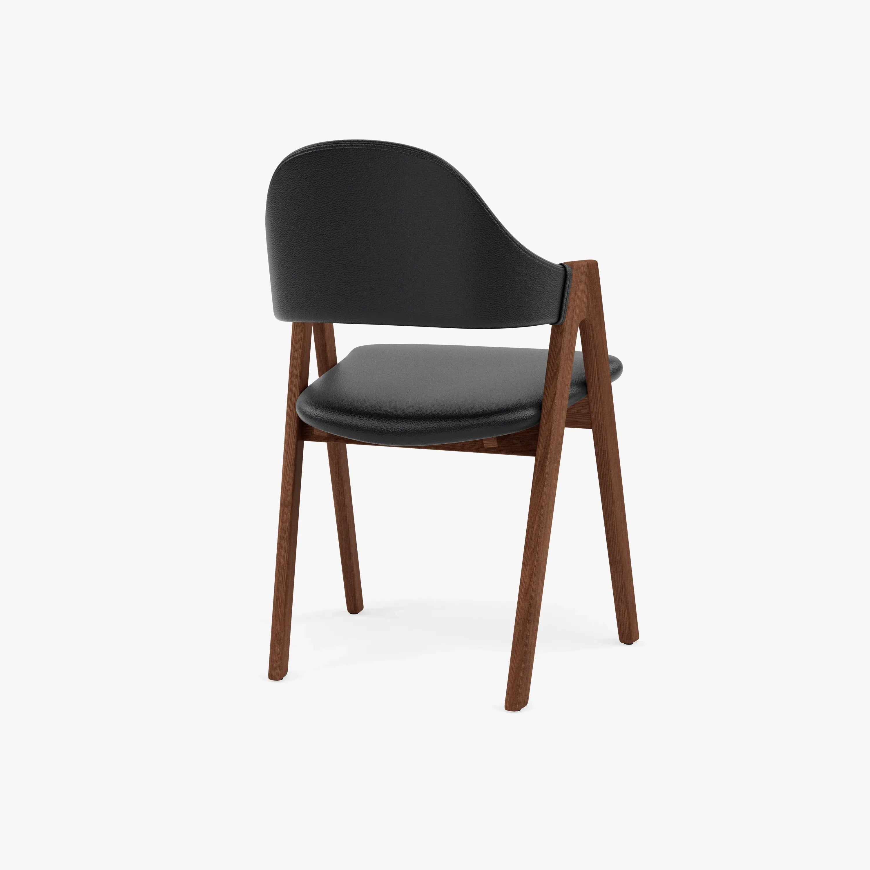 Nestor Dining Chair Black Leather Solid American Walnut