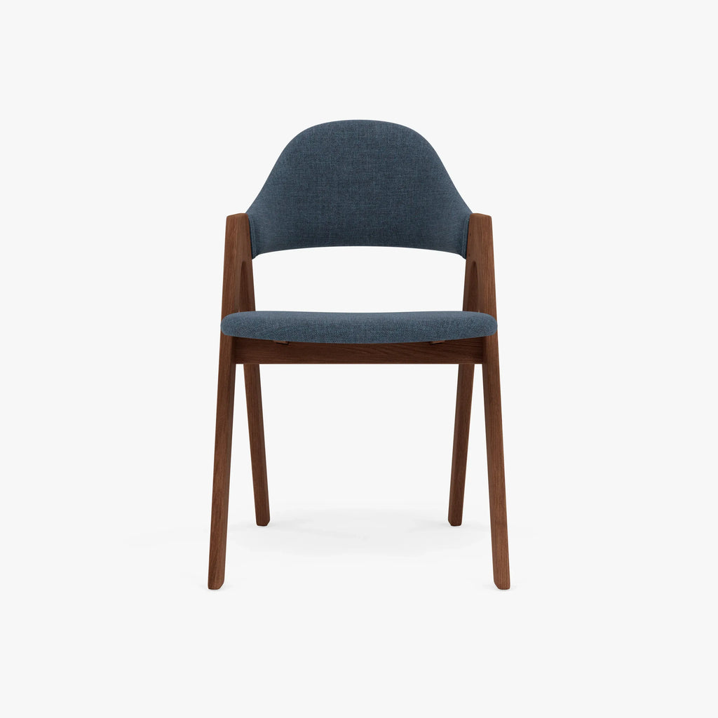 Nestor Dining Chair Chambray Blue Fabric Solid American Walnut