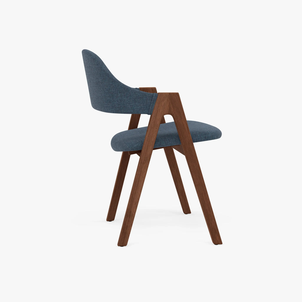 Nestor Dining Chair Chambray Blue Fabric Solid American Walnut