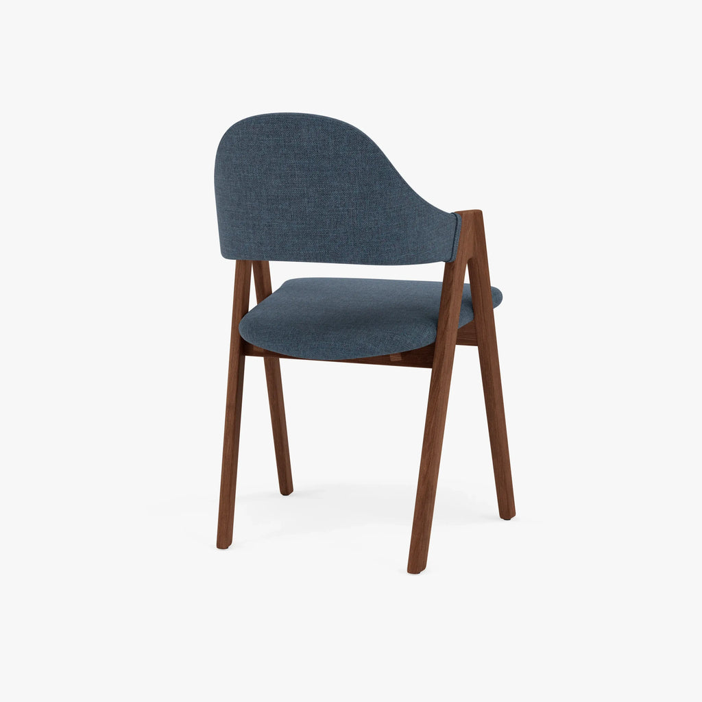Nestor Dining Chair Chambray Blue Fabric Solid American Walnut