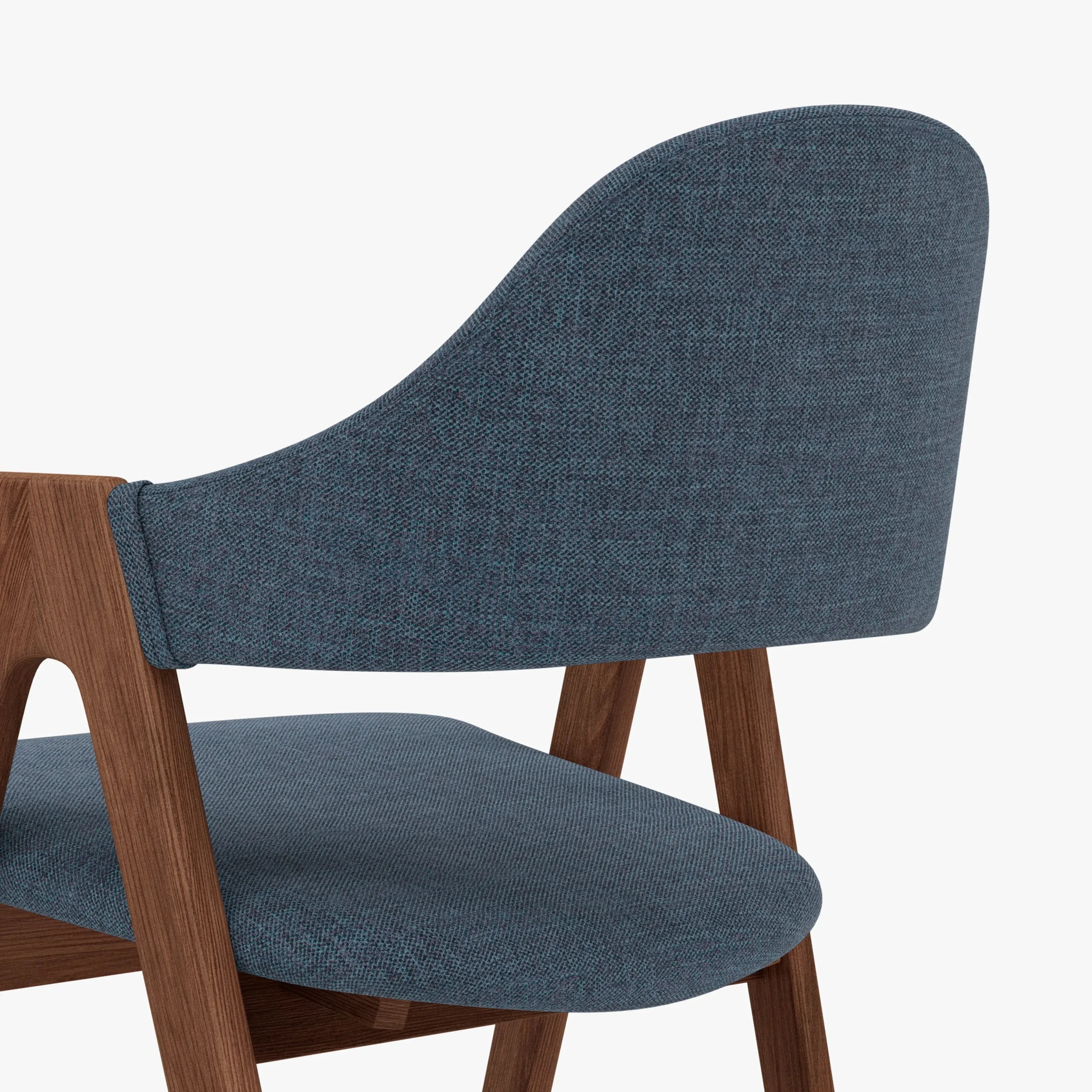 Nestor Dining Chair Chambray Blue Fabric Solid American Walnut