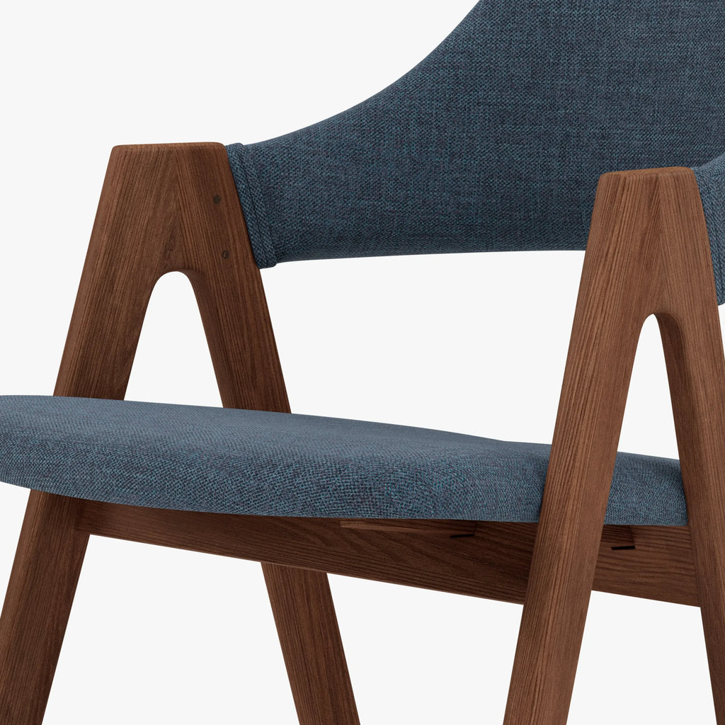Nestor Dining Chair Chambray Blue Fabric Solid American Walnut