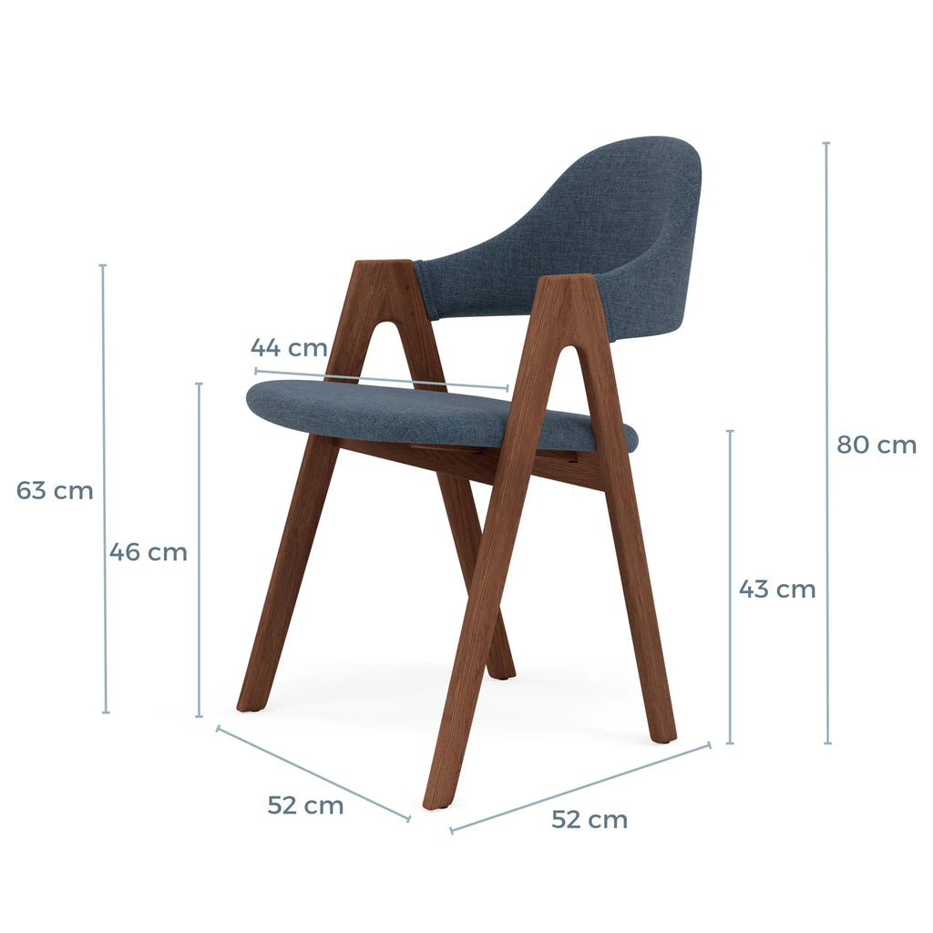 Nestor Dining Chair Chambray Blue Fabric Solid American Walnut