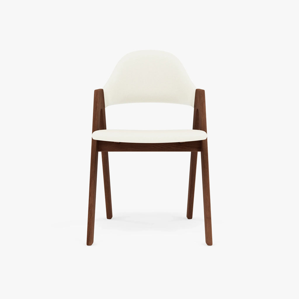 Nestor Dining Chair Cream Leather Solid American Walnut