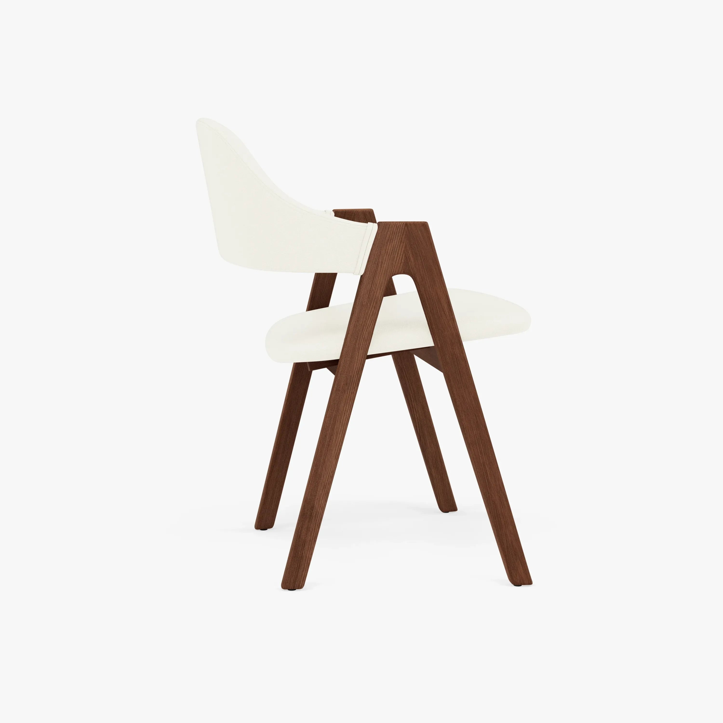 Nestor Dining Chair Cream Leather Solid American Walnut