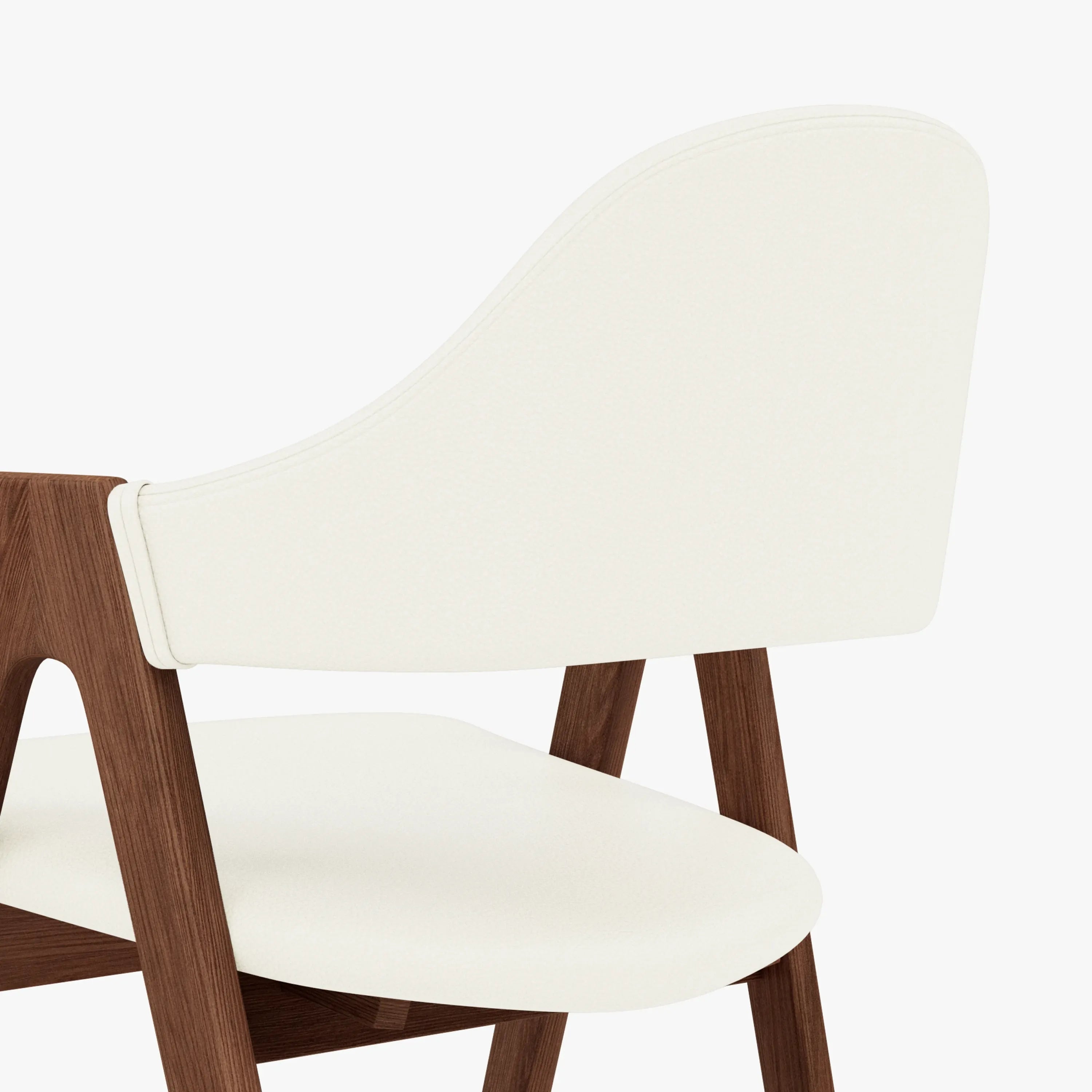 Nestor Dining Chair Cream Leather Solid American Walnut