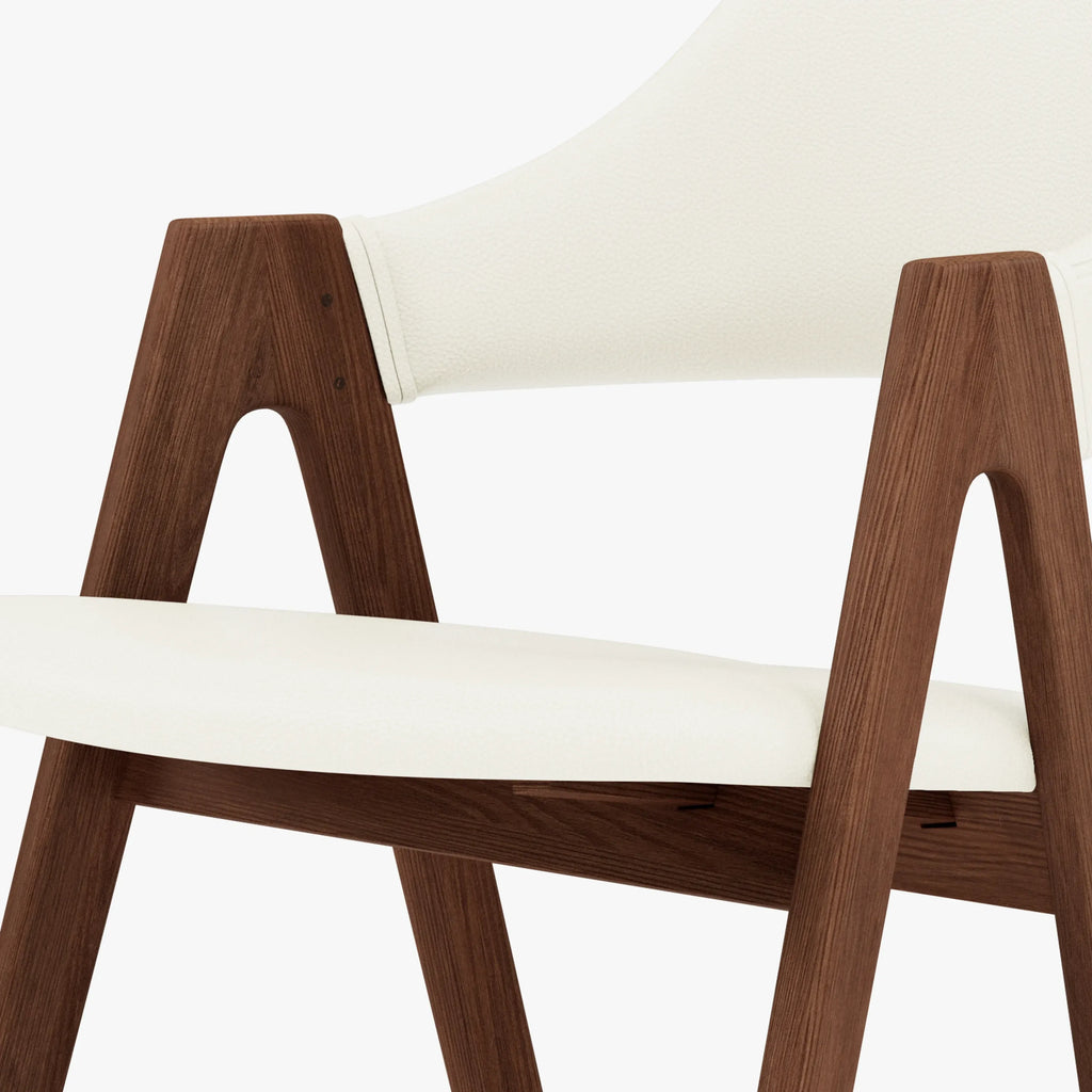 Nestor Dining Chair Cream Leather Solid American Walnut