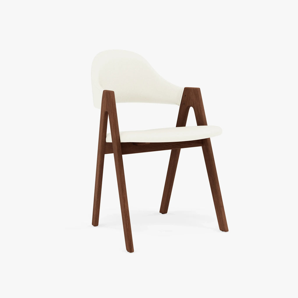Nestor Dining Chair Cream Leather Solid American Walnut