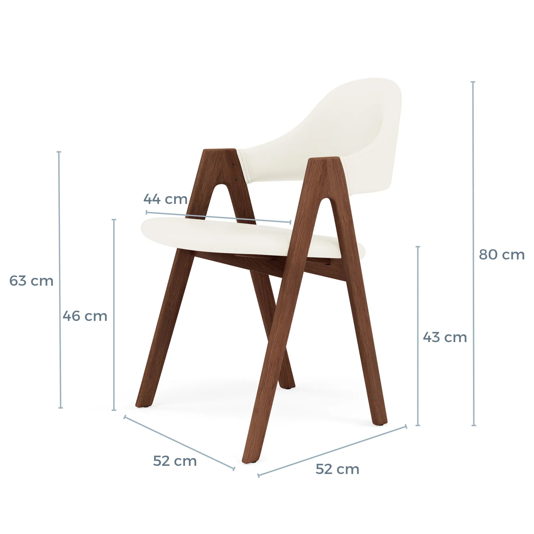 Nestor Dining Chair Cream Leather Solid American Walnut