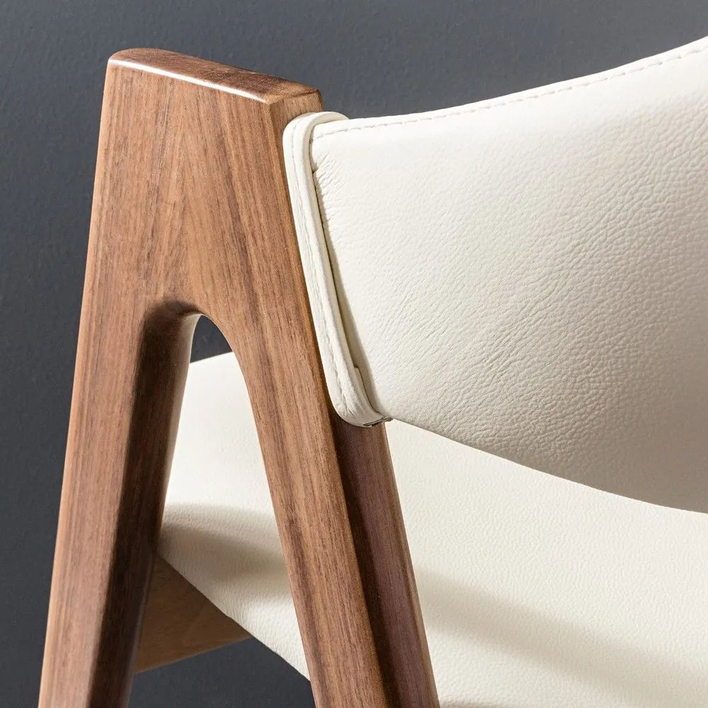 Nestor Dining Chair Cream Leather Solid American Walnut