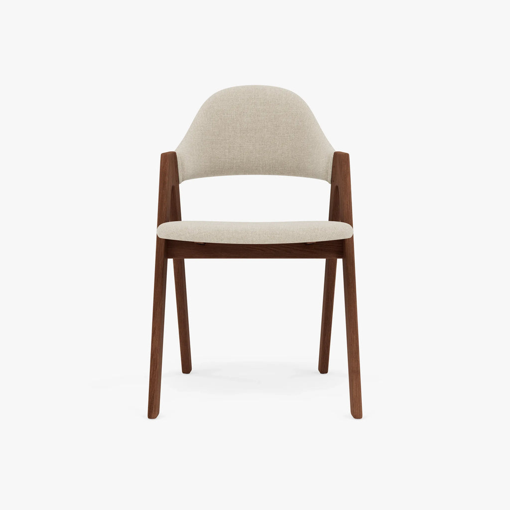 Nestor Dining Chair Oatmeal Beige Fabric Solid American Walnut