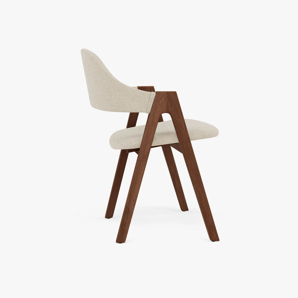 Nestor Dining Chair Oatmeal Beige Fabric Solid American Walnut