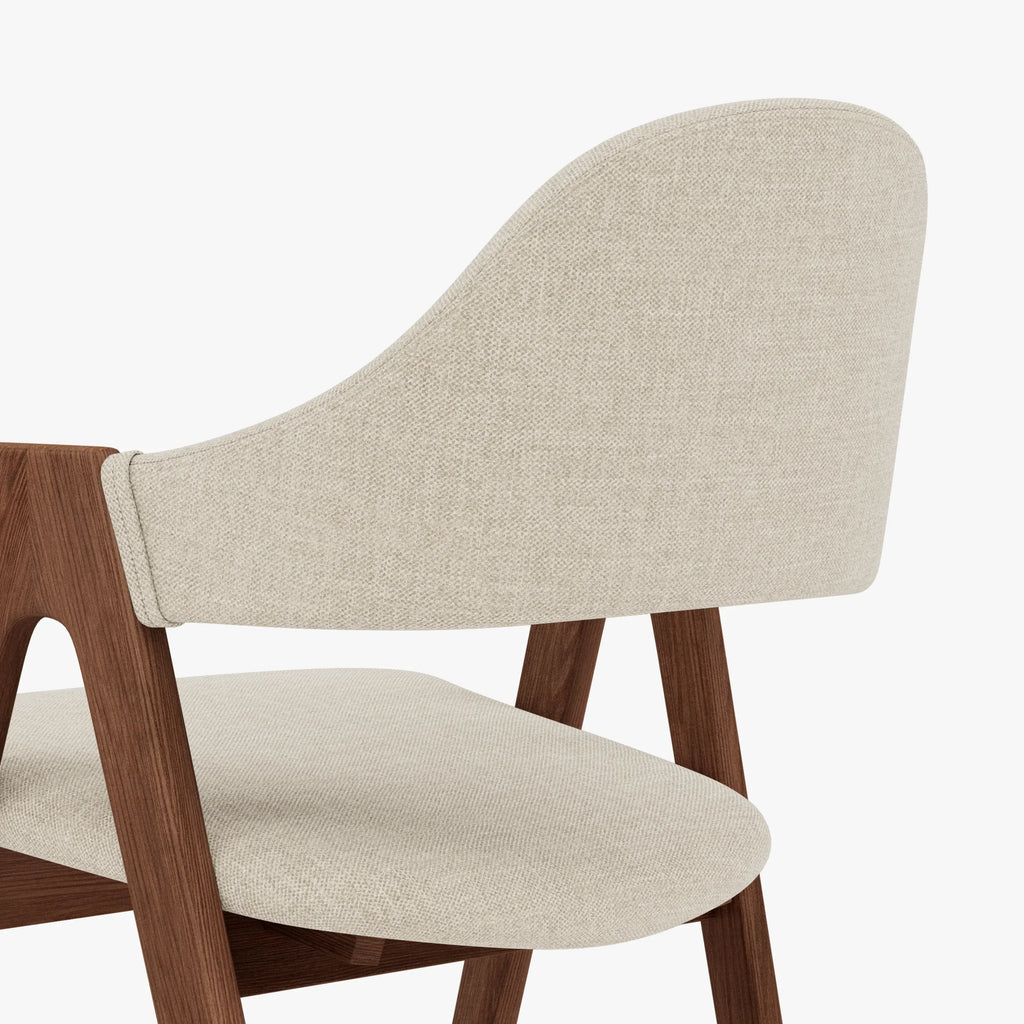 Nestor Dining Chair Oatmeal Beige Fabric Solid American Walnut