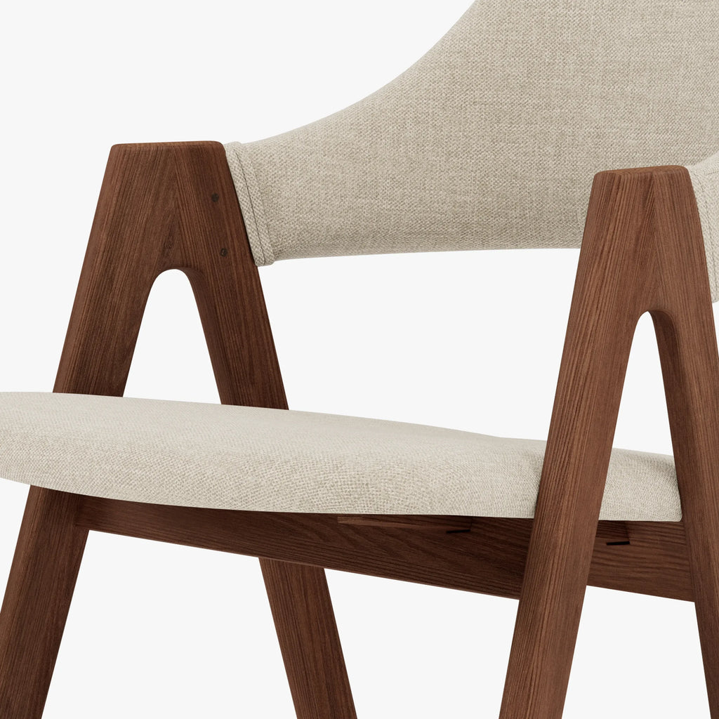 Nestor Dining Chair Oatmeal Beige Fabric Solid American Walnut