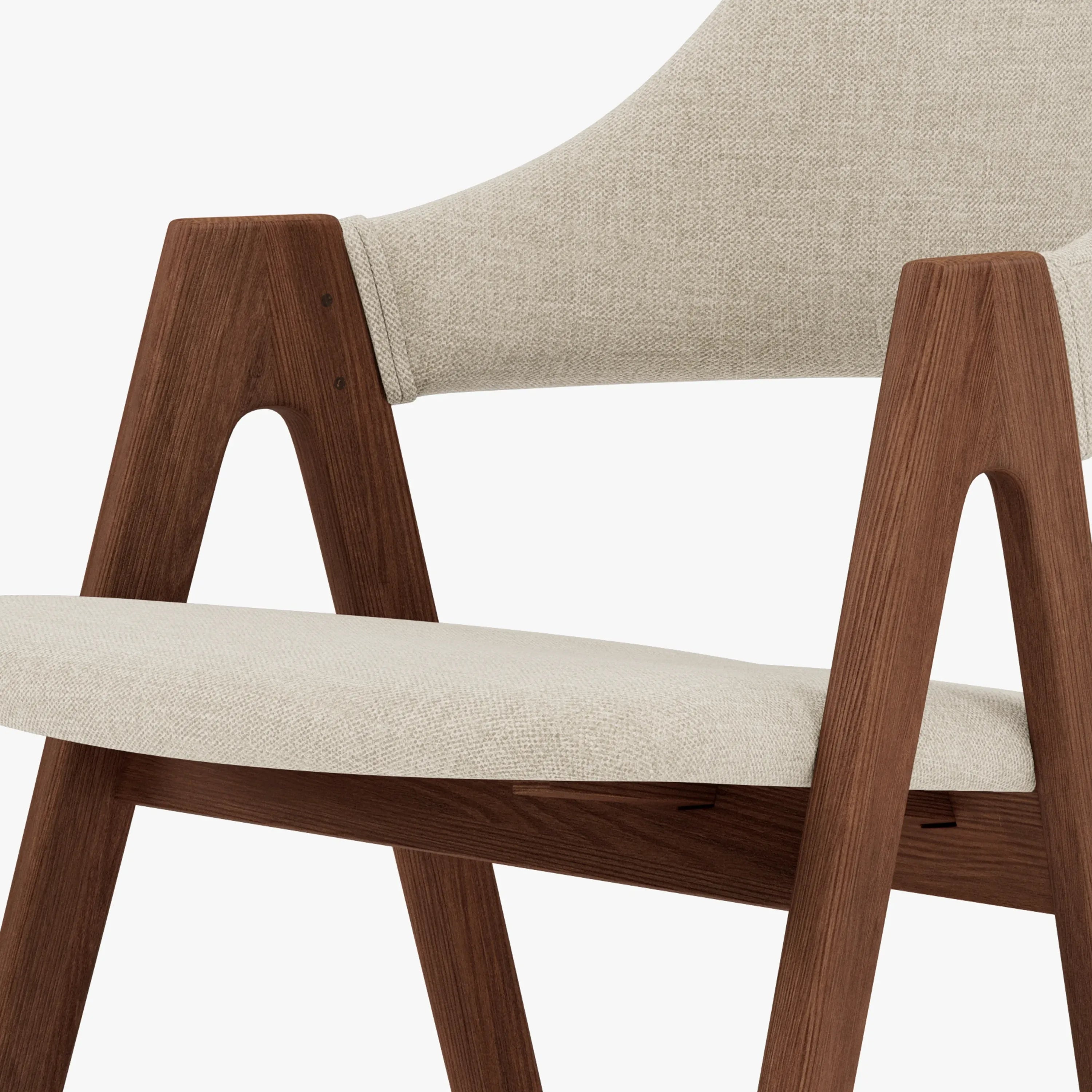 Nestor Dining Chair Oatmeal Beige Fabric Solid American Walnut