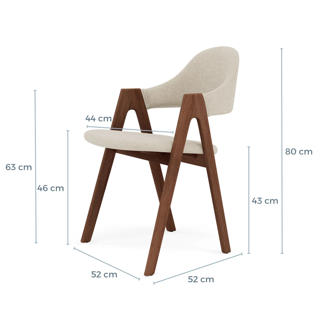 Nestor Dining Chair Oatmeal Beige Fabric Solid American Walnut