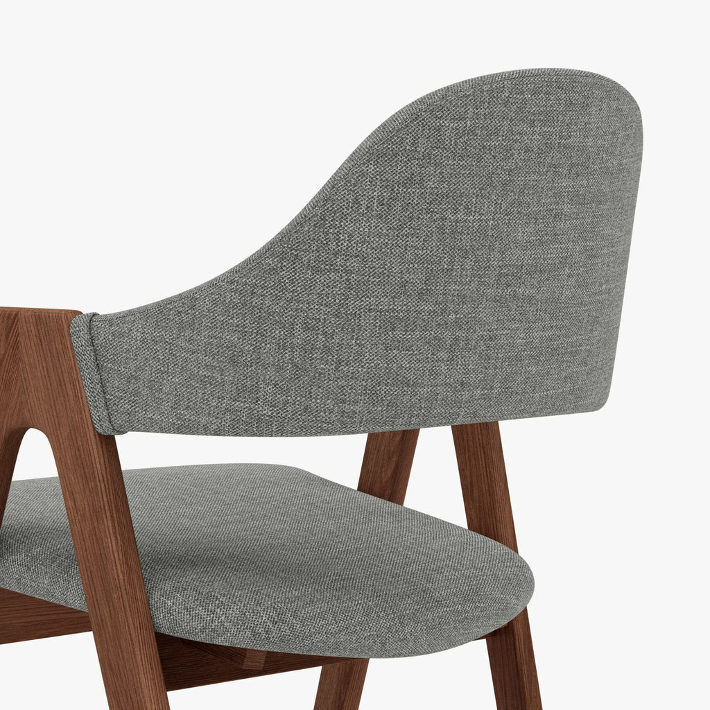 Nestor Dining Chair Pewter Grey Fabric Solid American Walnut