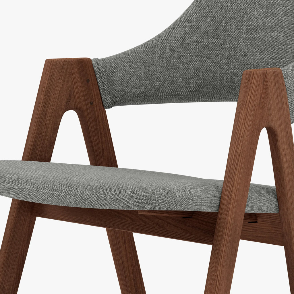 Nestor Dining Chair Pewter Grey Fabric Solid American Walnut