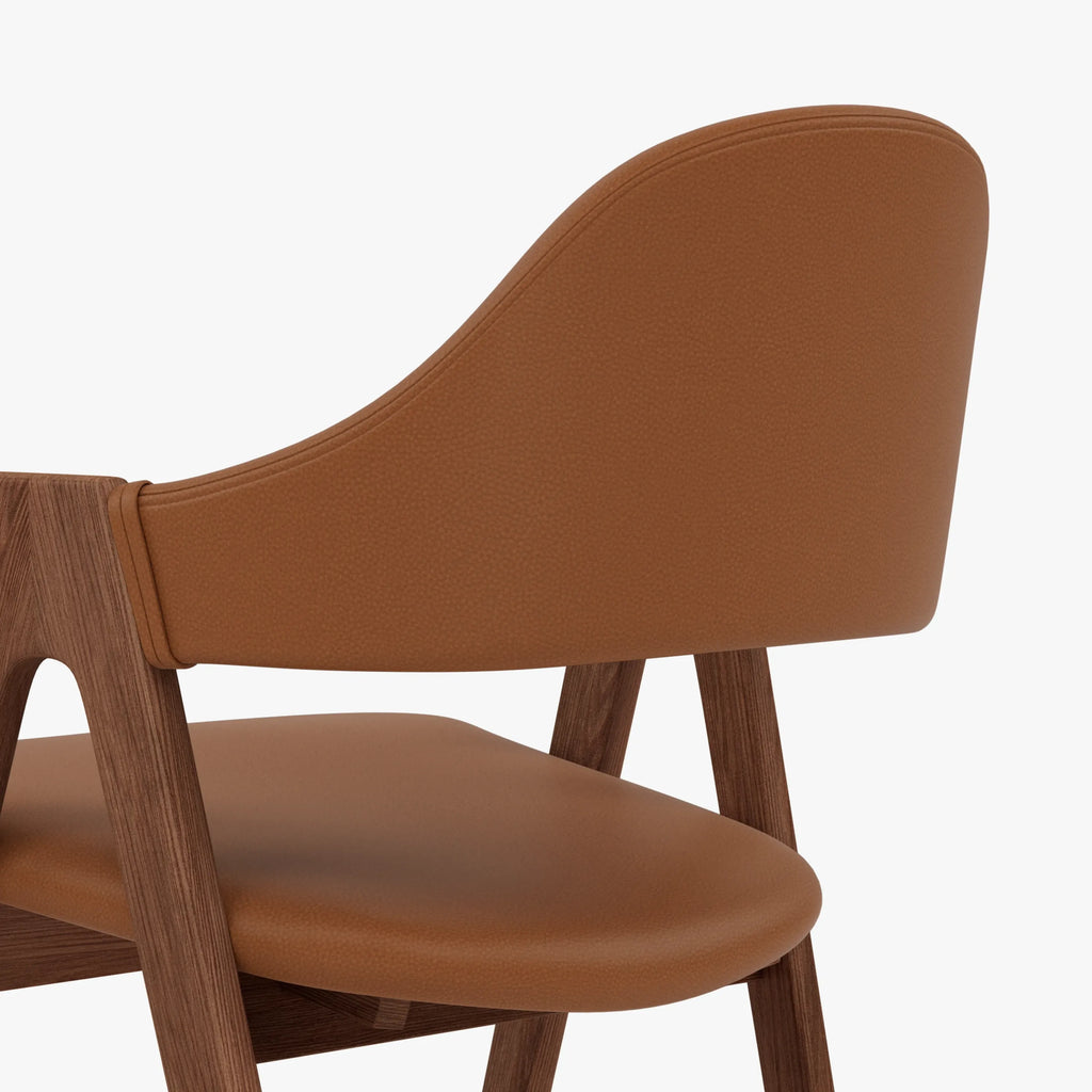 Nestor Dining Chair Tan Leather Solid American Walnut