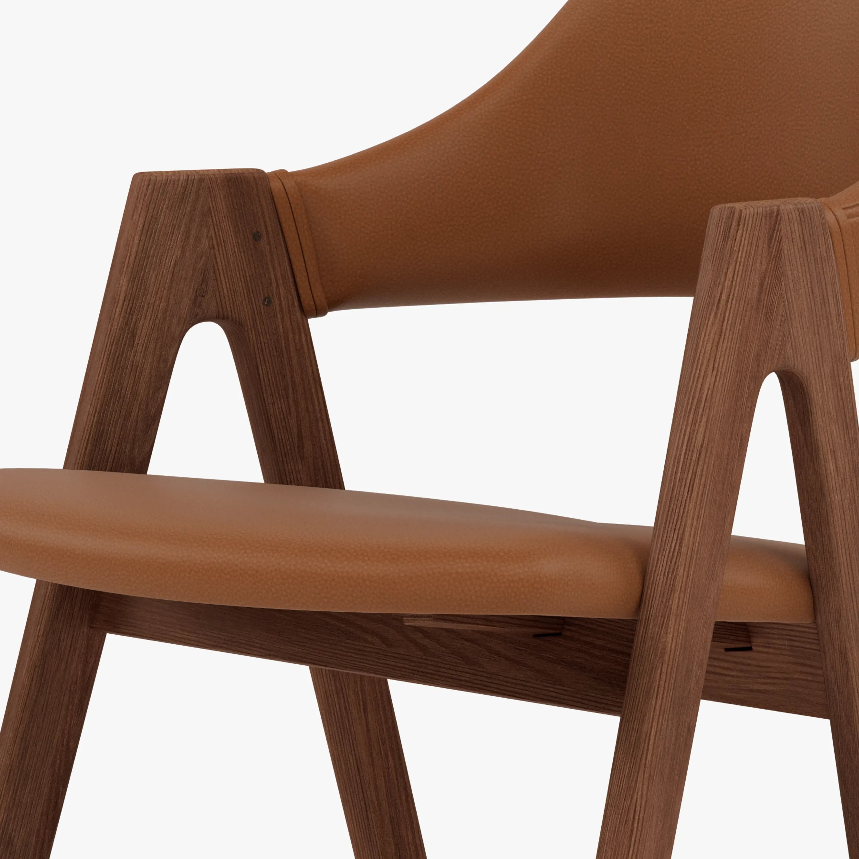 Nestor Dining Chair Tan Leather Solid American Walnut