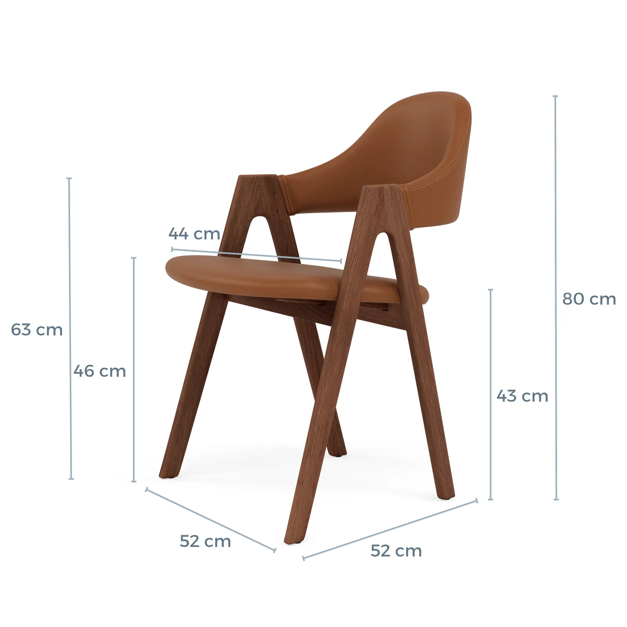 Nestor Dining Chair Tan Leather Solid American Walnut