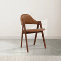 Nestor Dining Chair Tan Leather Solid American Walnut