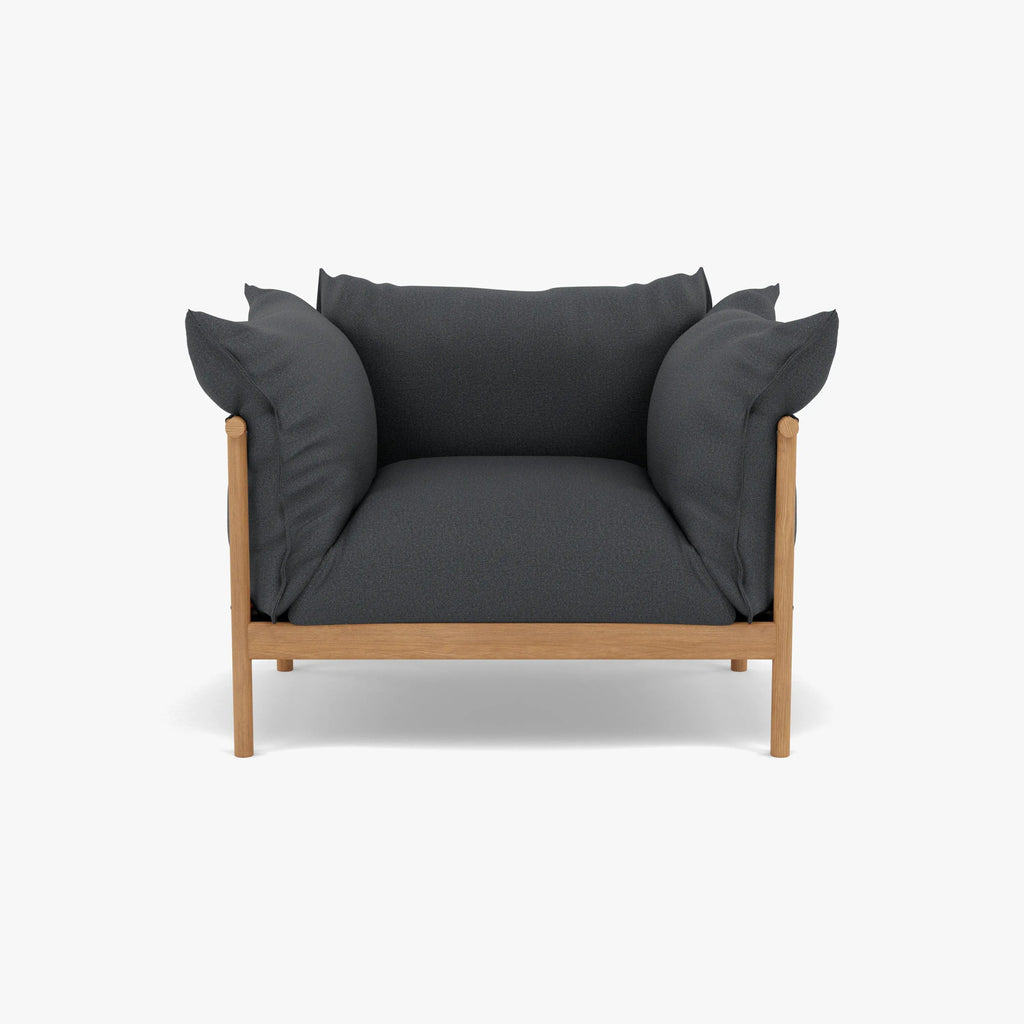 Olivia Armchair Granite Grey Fabric Solid American Oak