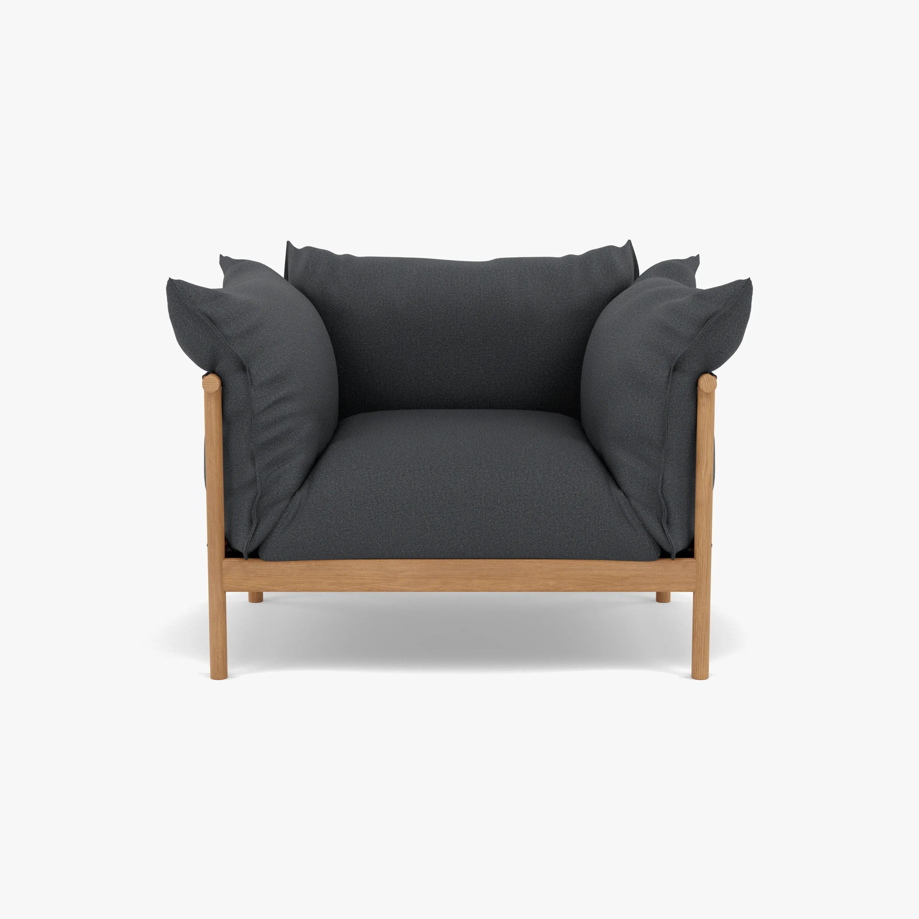 Olivia Armchair Granite Grey Fabric Solid American Oak