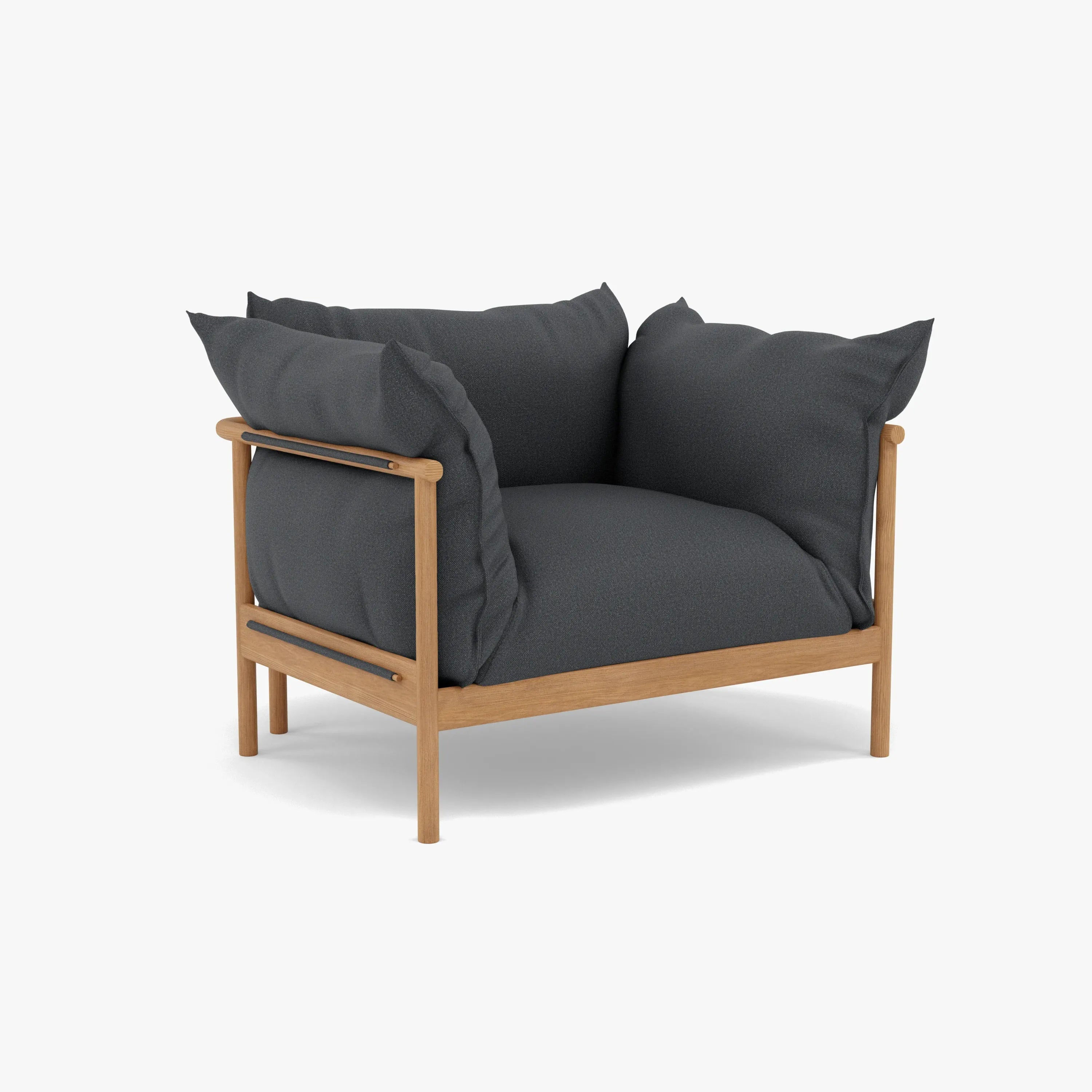 Olivia Armchair Granite Grey Fabric Solid American Oak