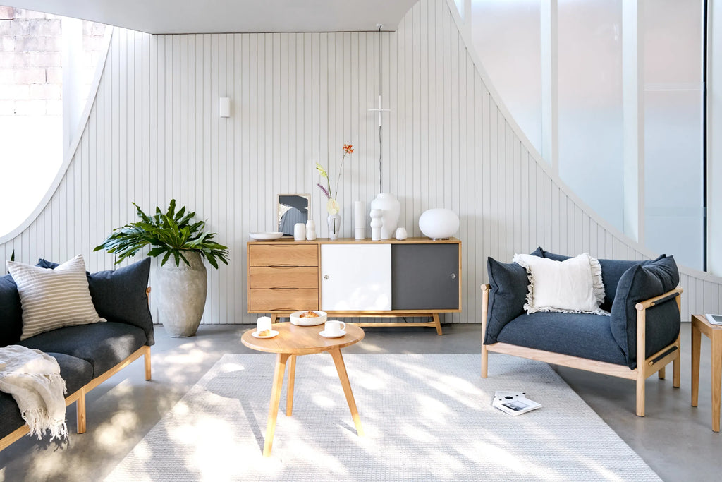 Olivia Armchair Granite Grey Fabric Solid American Oak