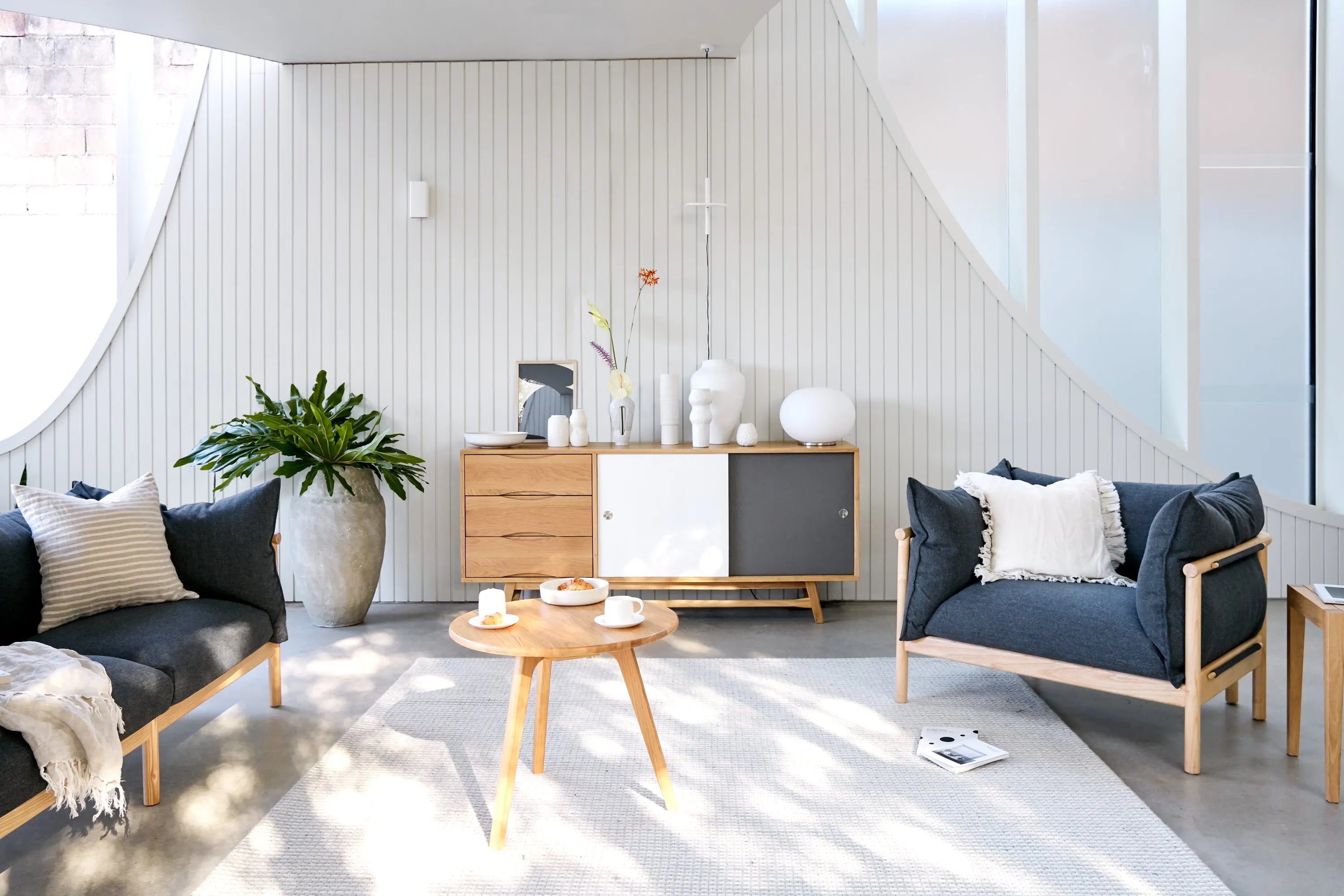 Olivia Armchair Granite Grey Fabric Solid American Oak