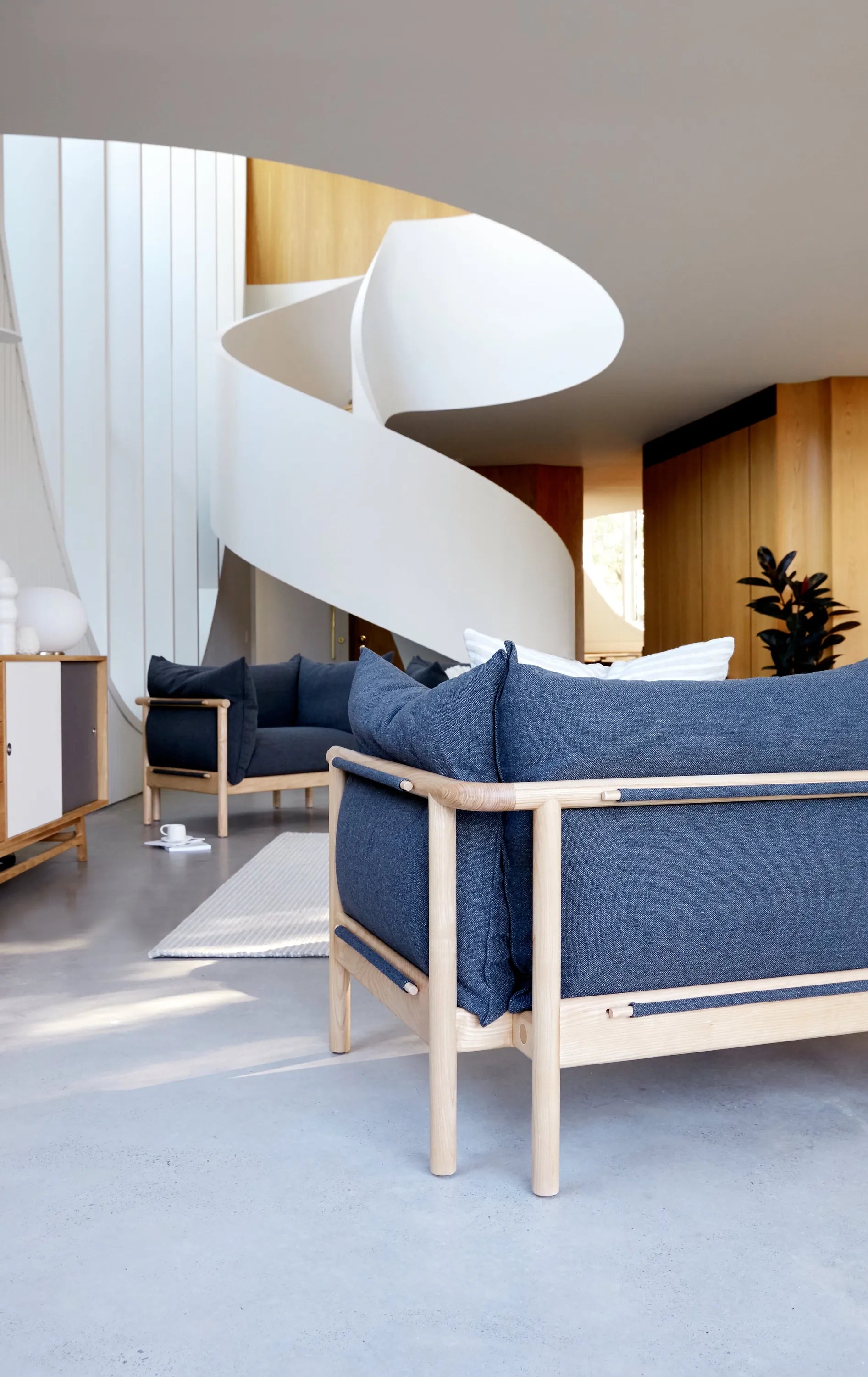 Olivia Armchair Granite Grey Fabric Solid American Oak