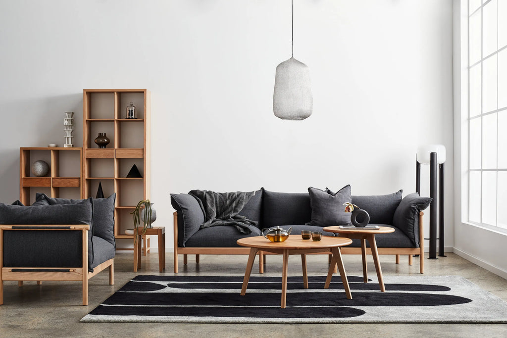 Olivia Armchair Granite Grey Fabric Solid American Oak