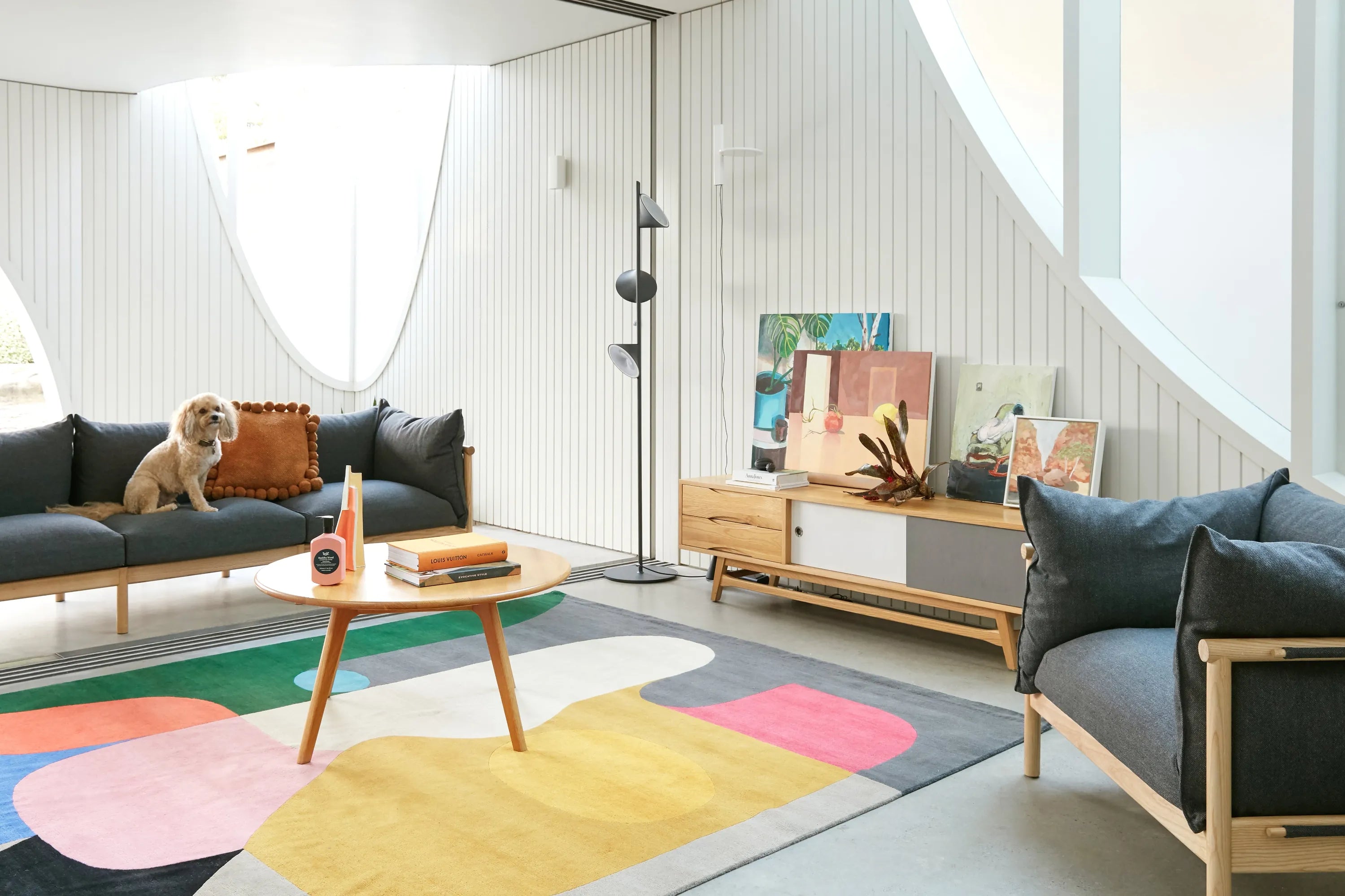 Olivia Armchair Granite Grey Fabric Solid American Oak