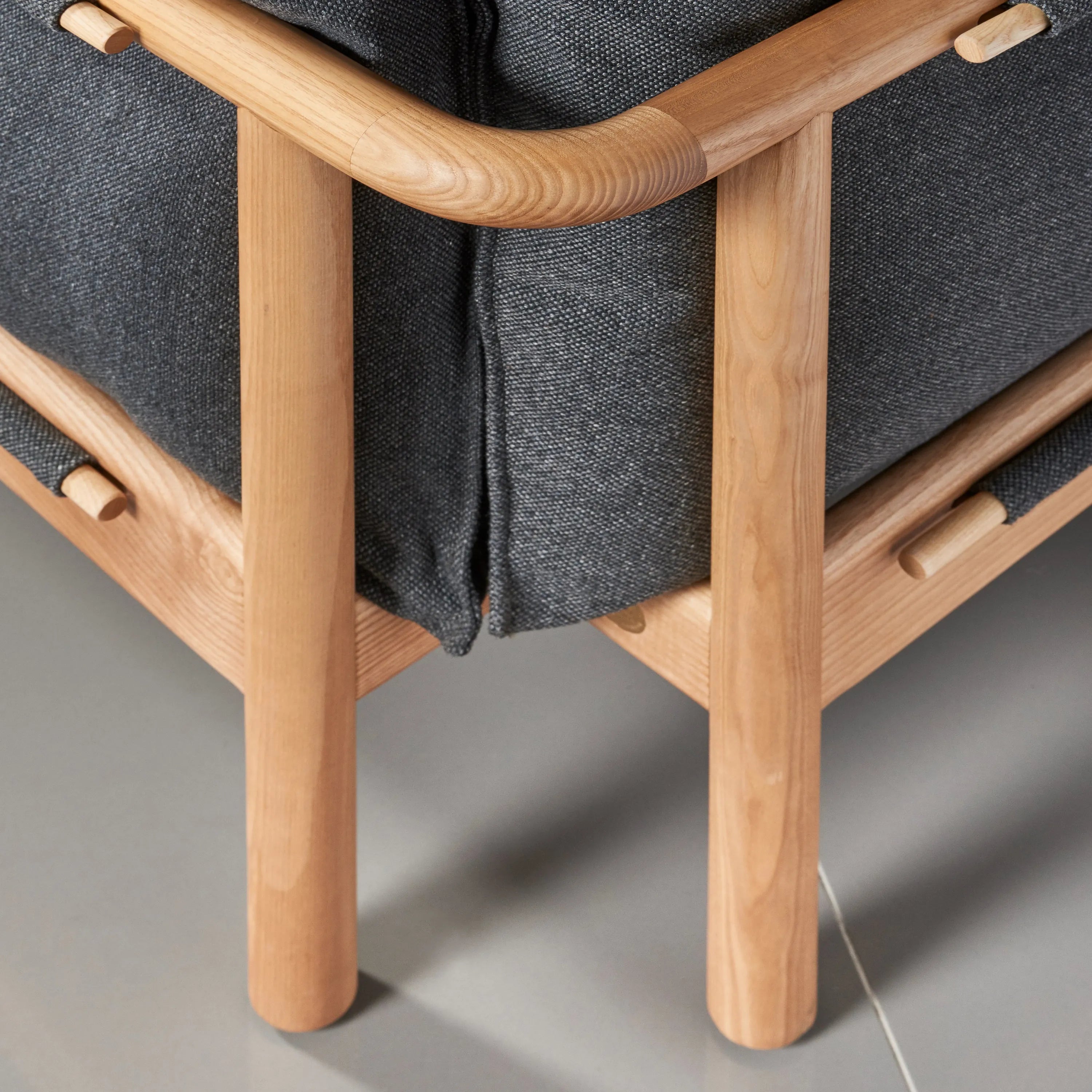 Olivia Armchair Granite Grey Fabric Solid American Oak