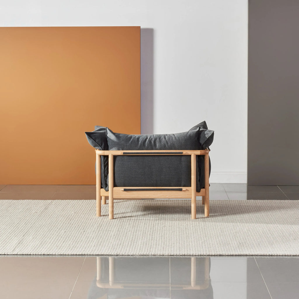 Olivia Armchair Granite Grey Fabric Solid American Oak