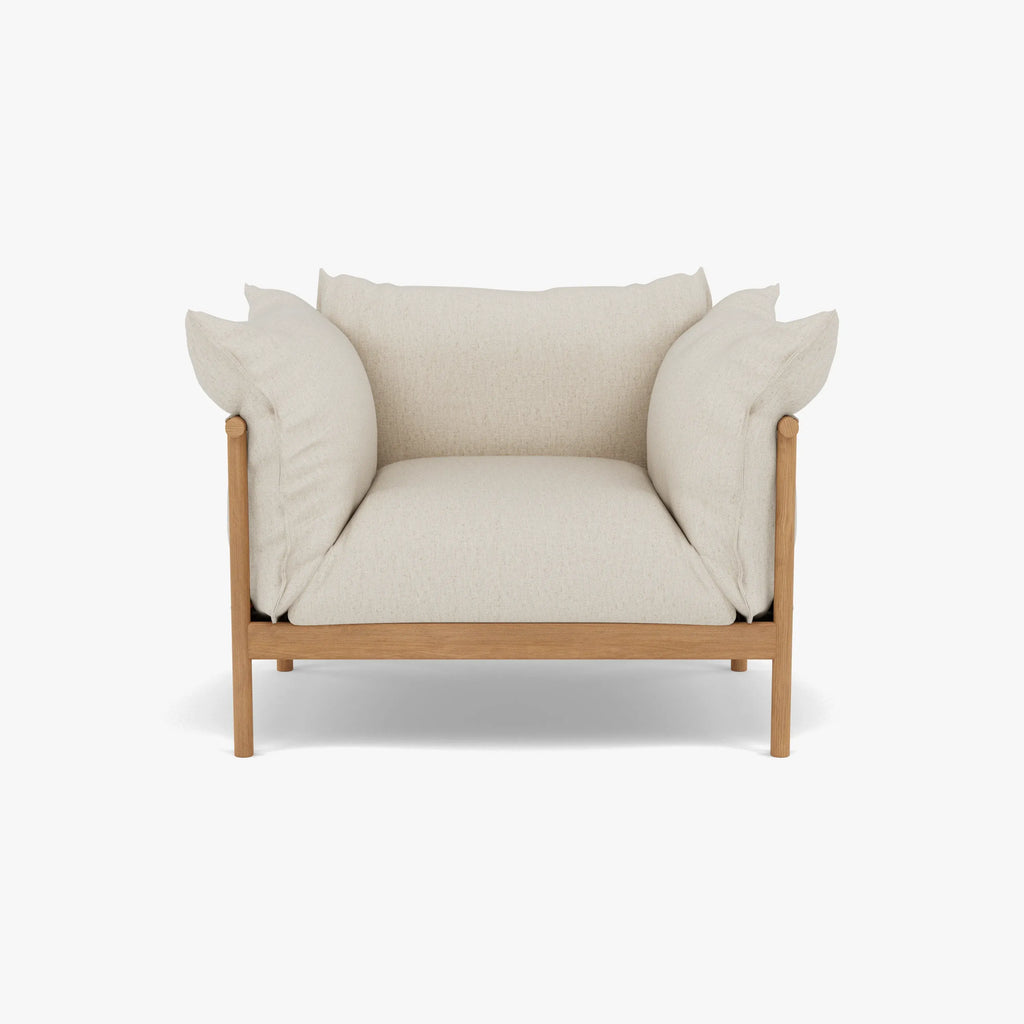 Olivia Armchair Sand Beige Velvet Solid American Oak