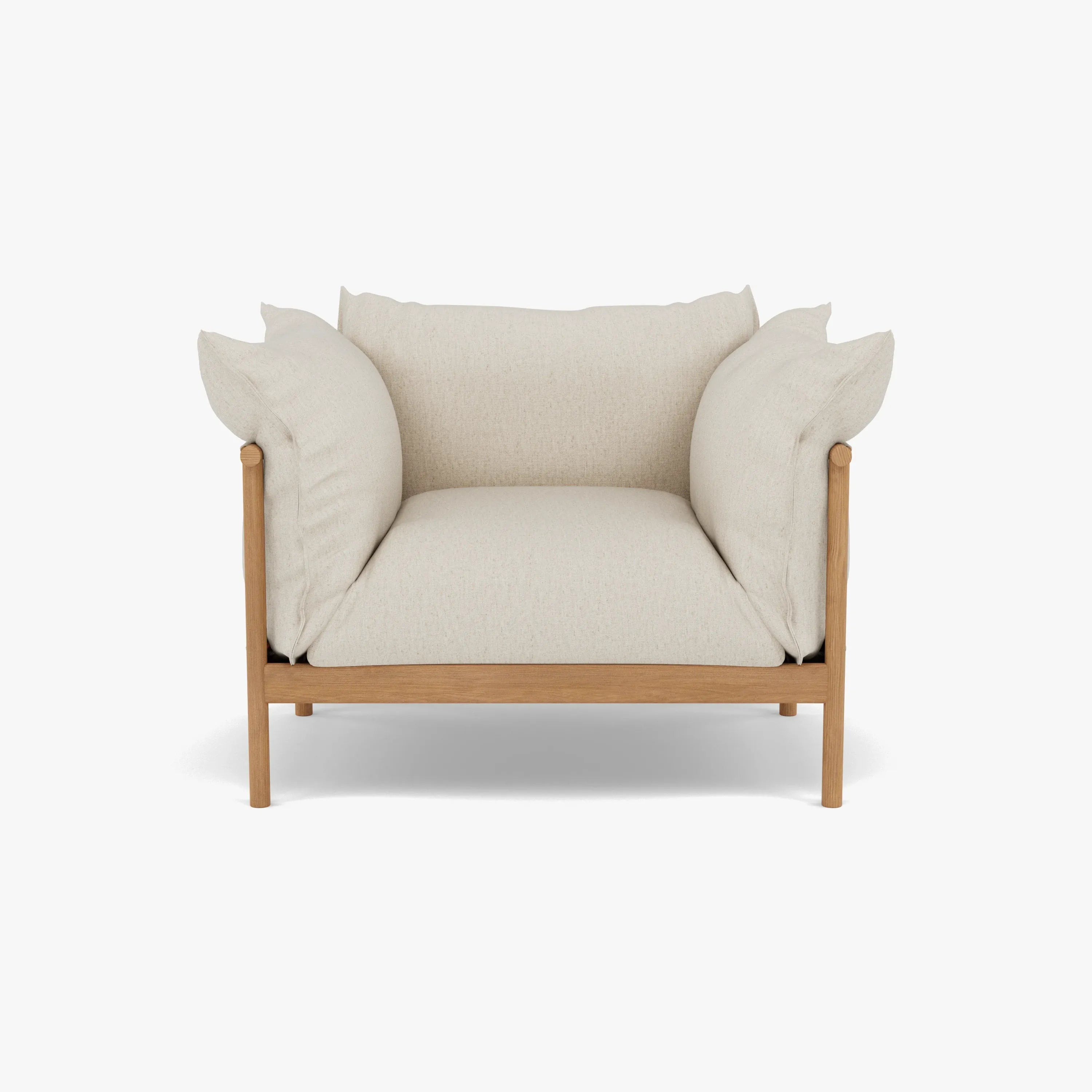 Olivia Armchair Sand Beige Velvet Solid American Oak