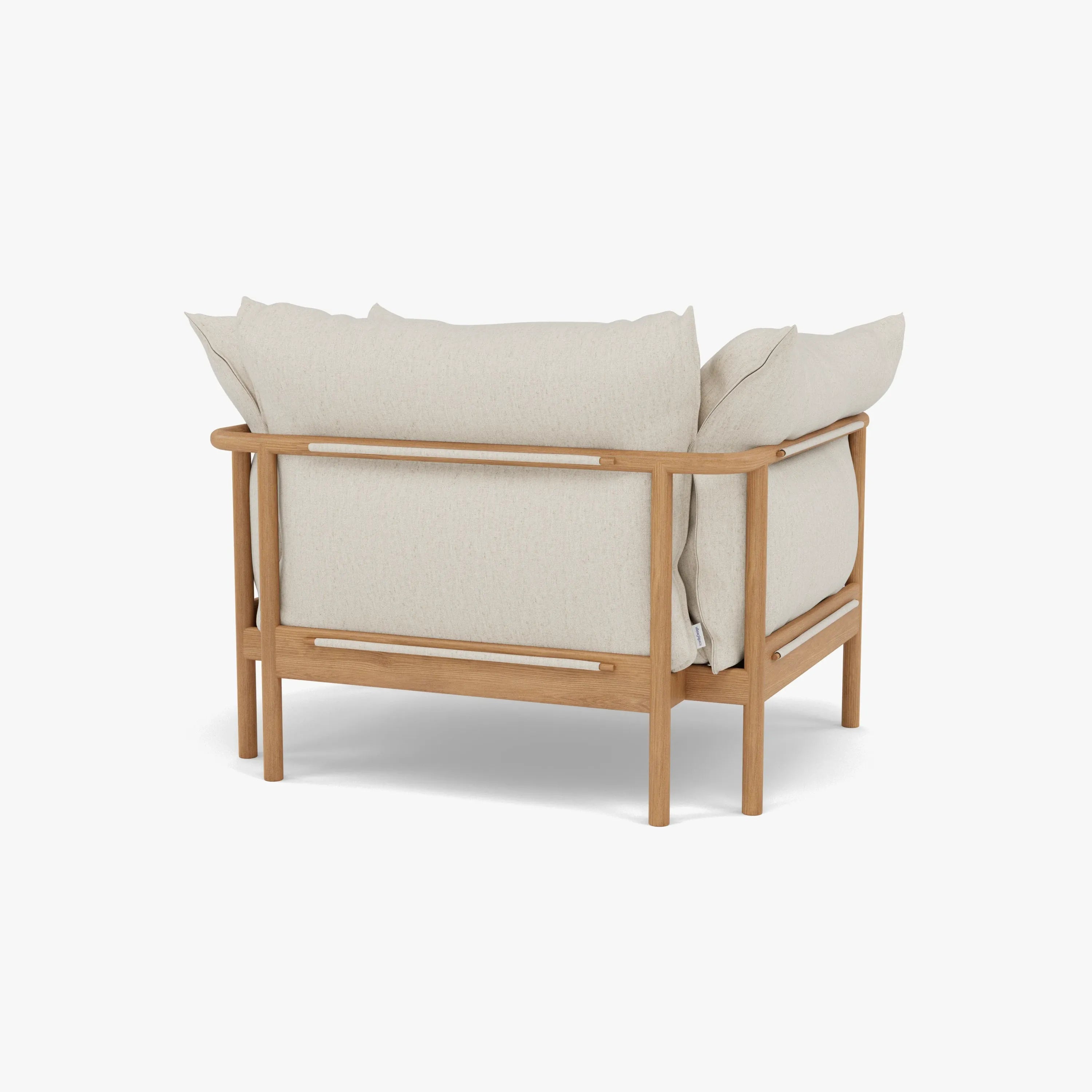 Olivia Armchair Sand Beige Velvet Solid American Oak